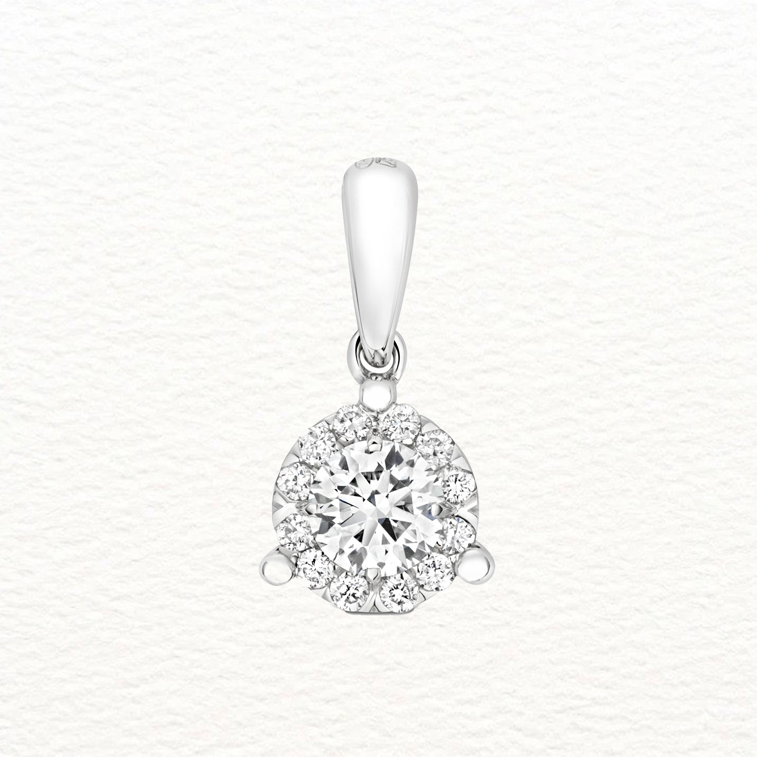 18K Gold and Diamond 3-Claw Halo Pendant