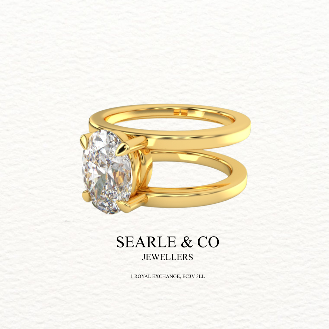 Oval Solitaire Diamond Stacked Engagement Ring