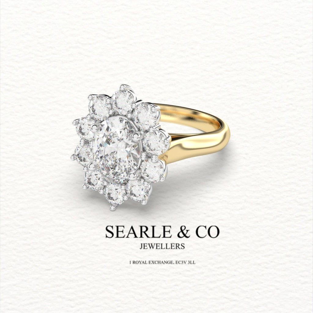 Oval & Cluster Diamond Engagement Ring