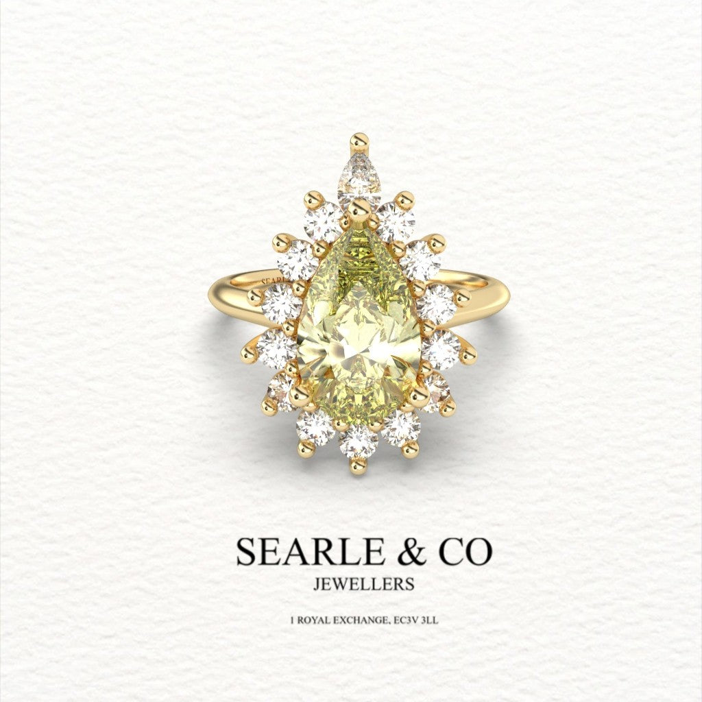 Pear-Cut Diamond Cluster Engagement Ring