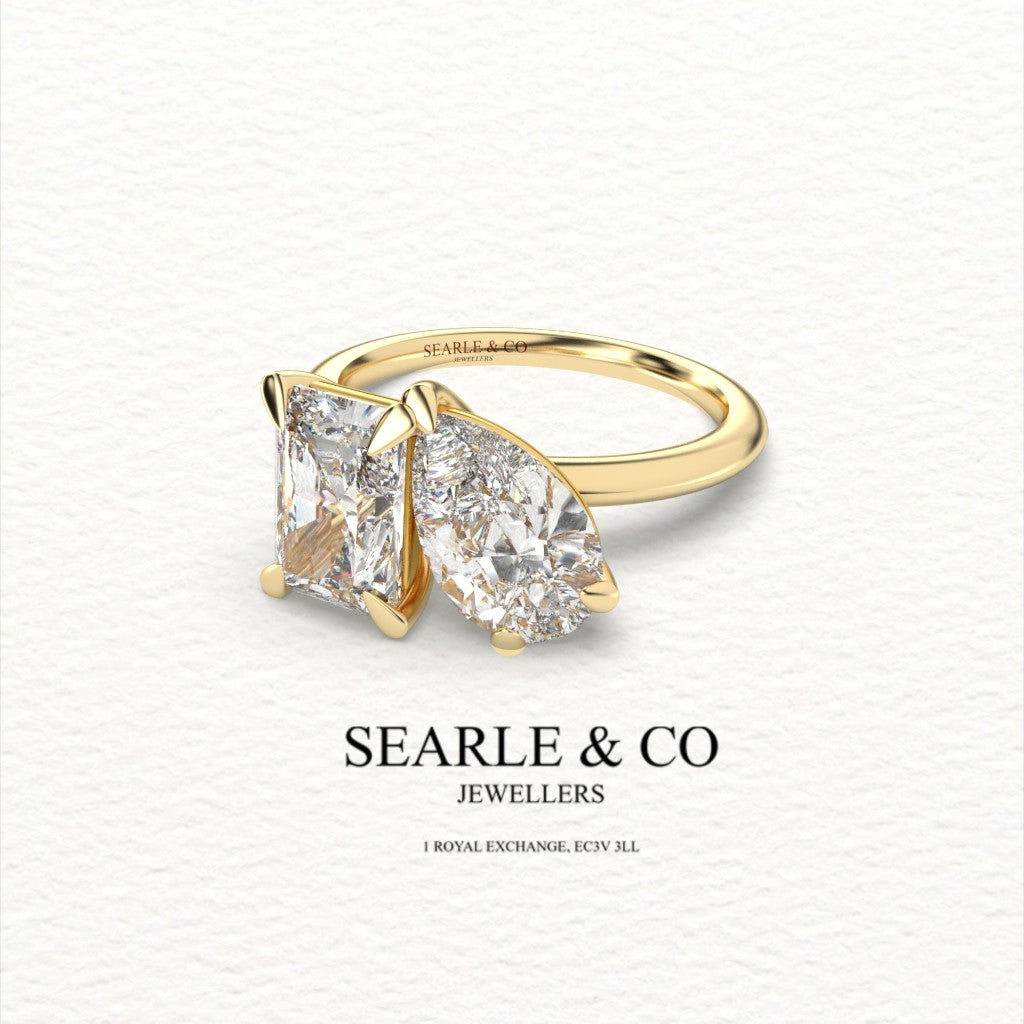 Toi-et-moi Pear & Emerald-Cut Diamond Engagement Ring