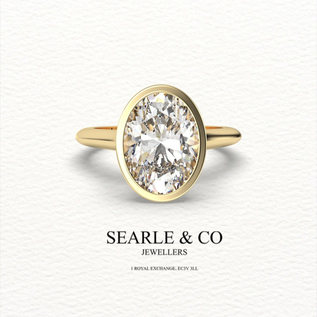 Bezel-Set Oval Diamond Solitaire Engagement Ring