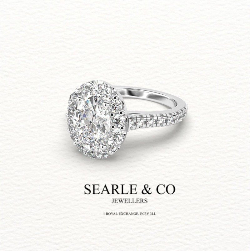 Oval-Cut Diamond & Halo Engagement Ring