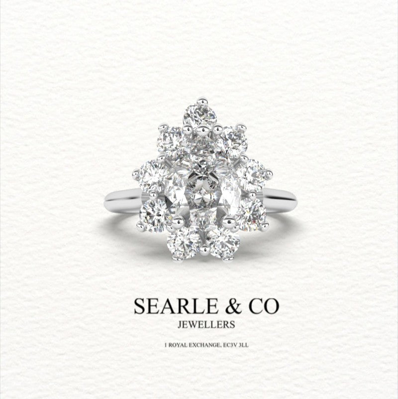 Pear-Cut Diamond Cluster Engagement Ring