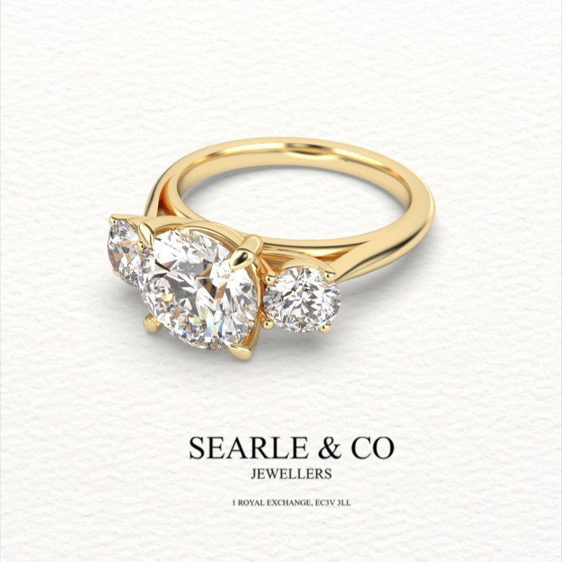 Round Diamond Trilogy Engagement Ring