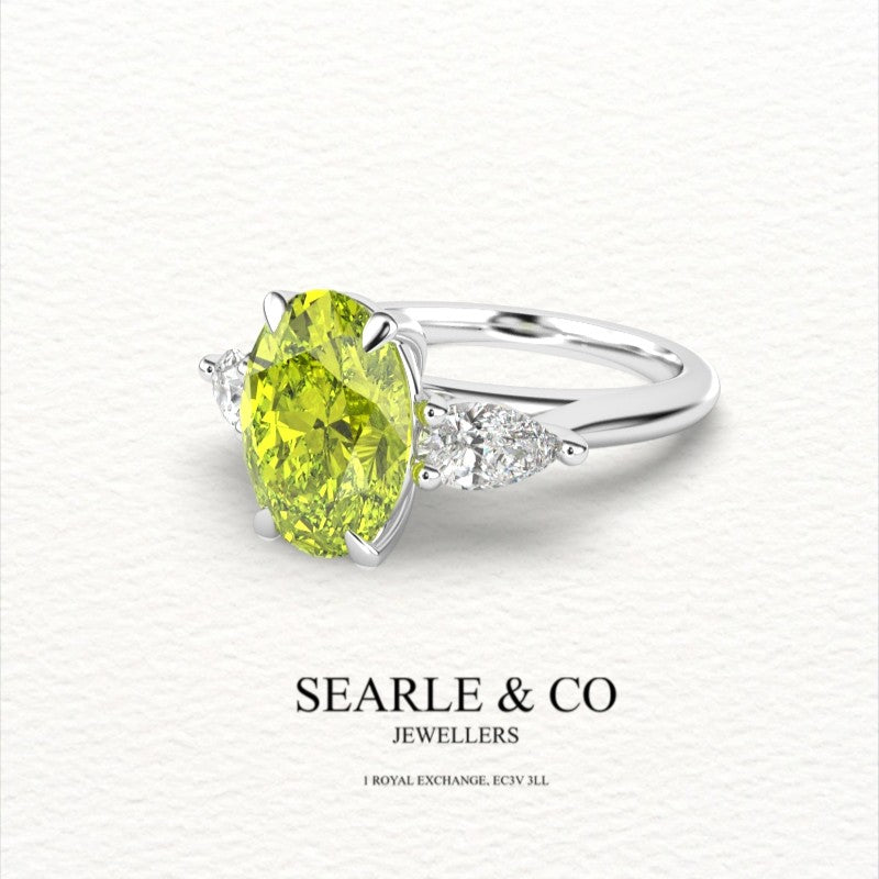 Peridot & Diamond Trilogy Engagement Ring