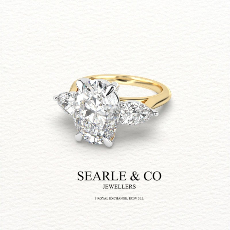 Oval & Pear Diamond Trilogy Engagement Ring