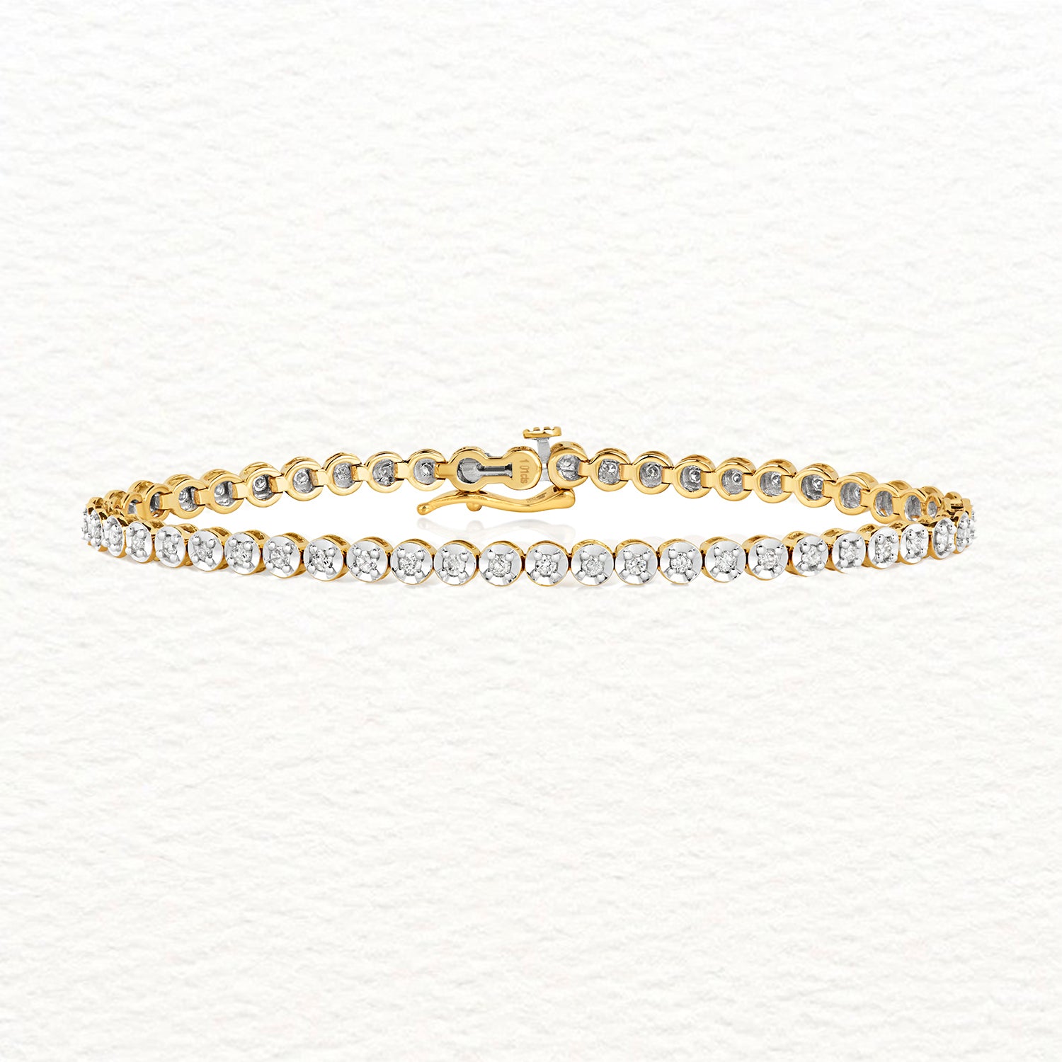 Gold and Diamond Illusion Tennis Bracelet