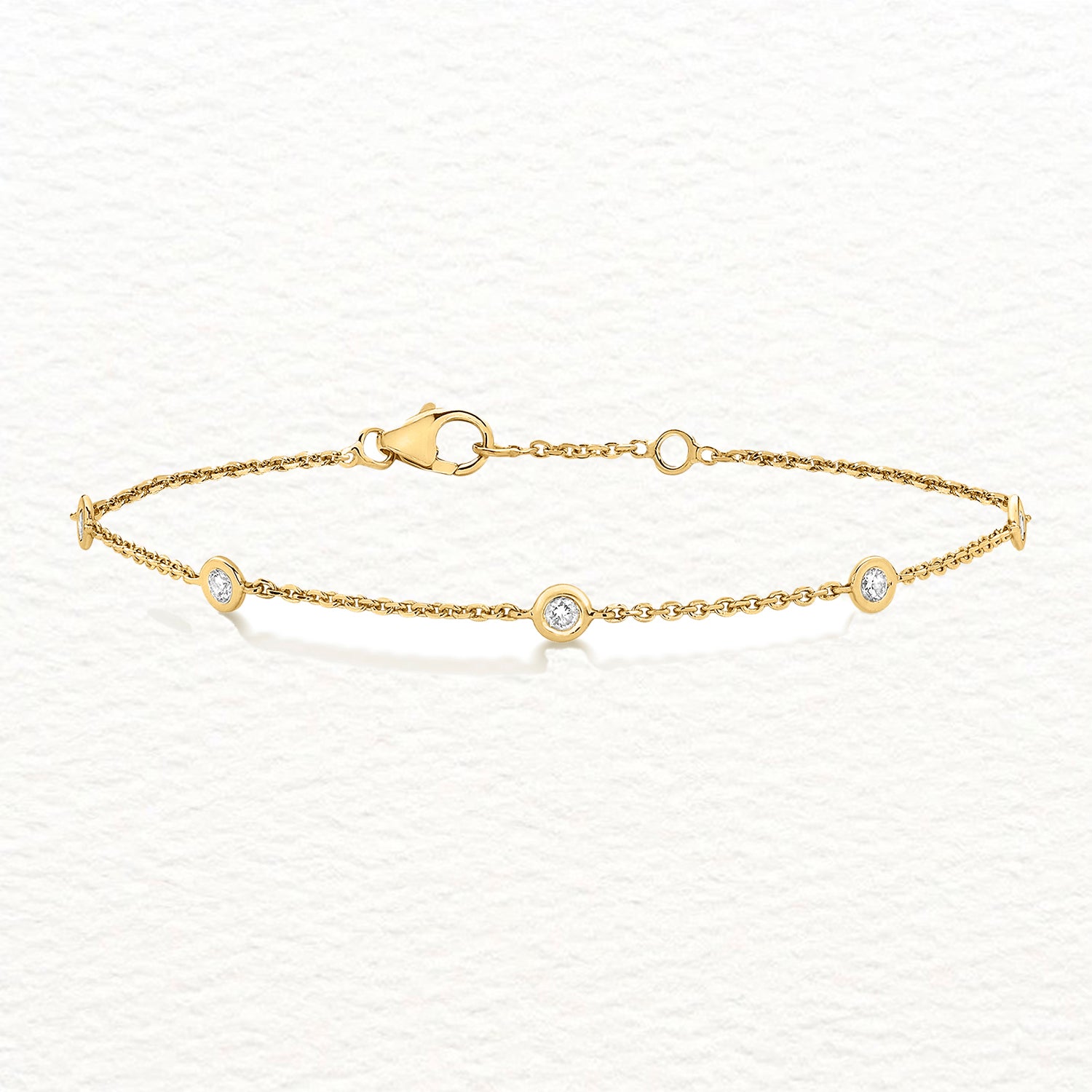 Gold and Diamond Rubover Station Bracelet