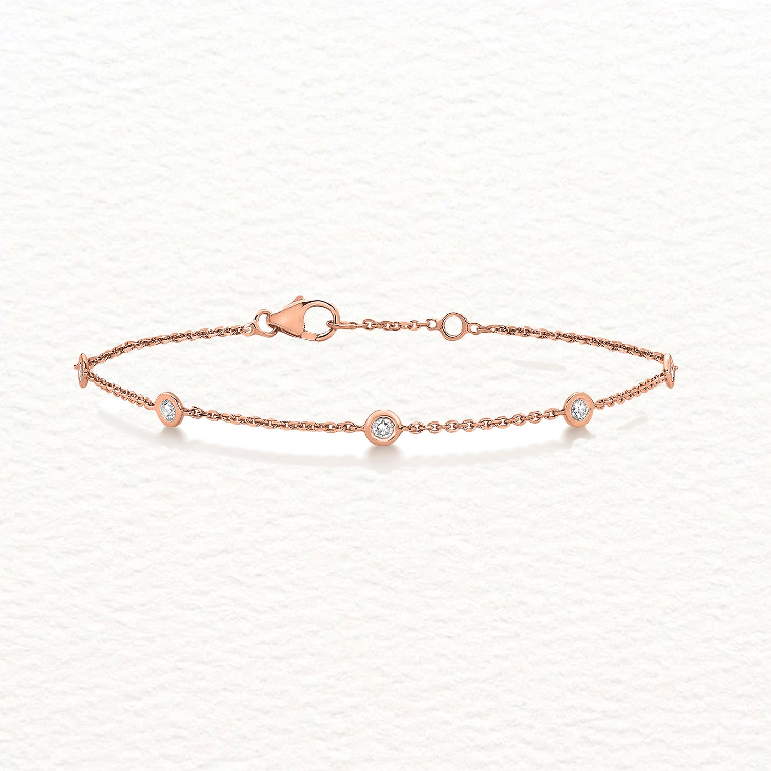 Gold and Diamond Rubover Station Bracelet