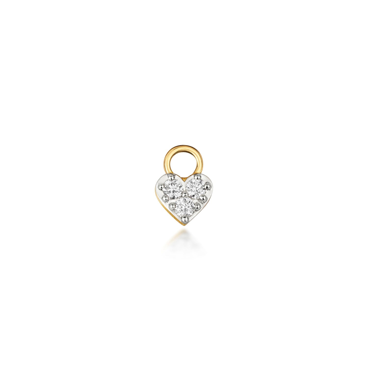 18K Gold and Diamond Heart Huggie Charm