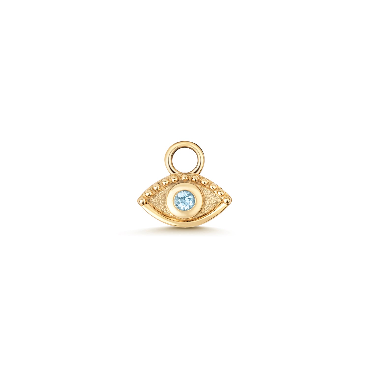 18K Gold and Aquamarine Eye Huggie Charm