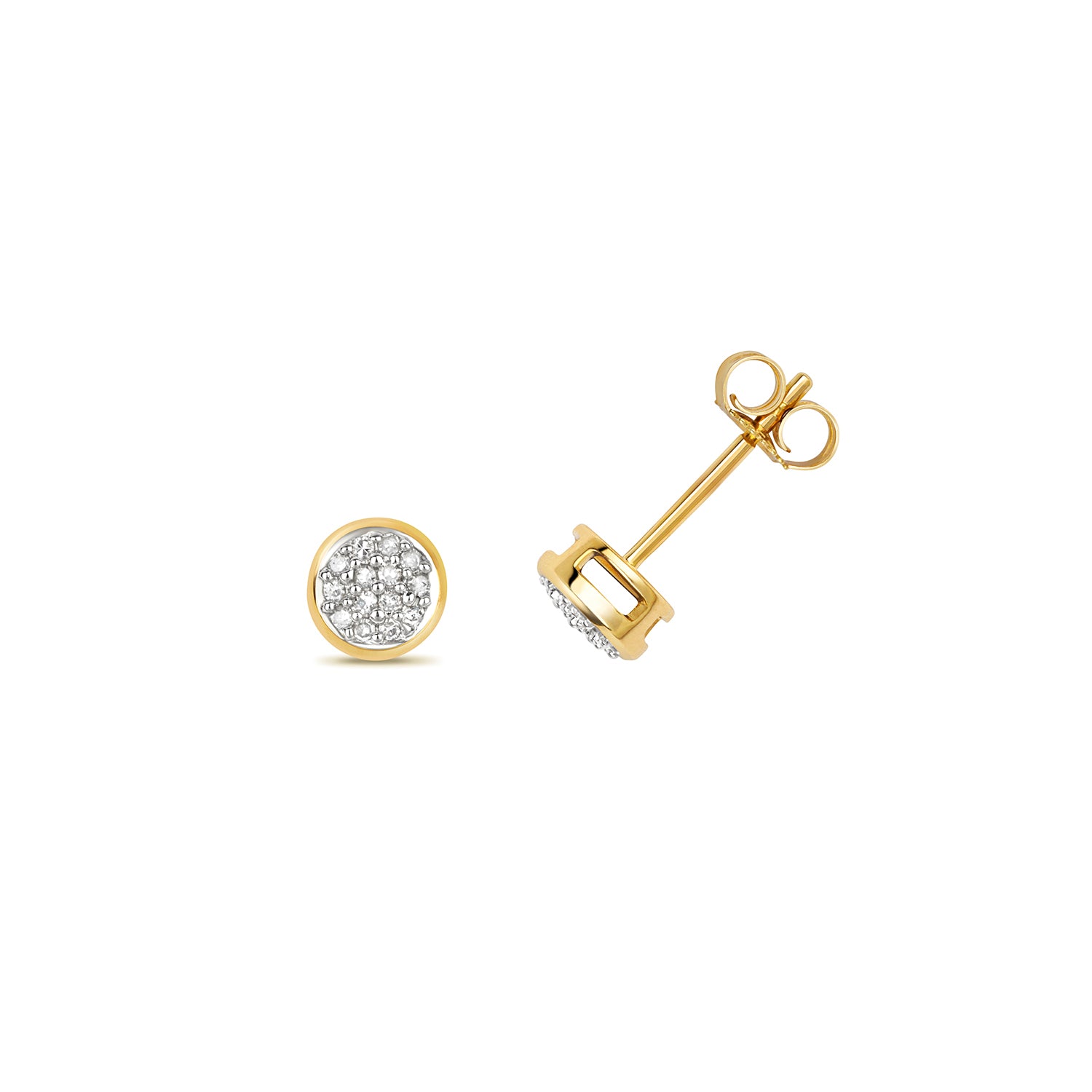 18K Gold and Diamond Cluster Illusion Stud Earring