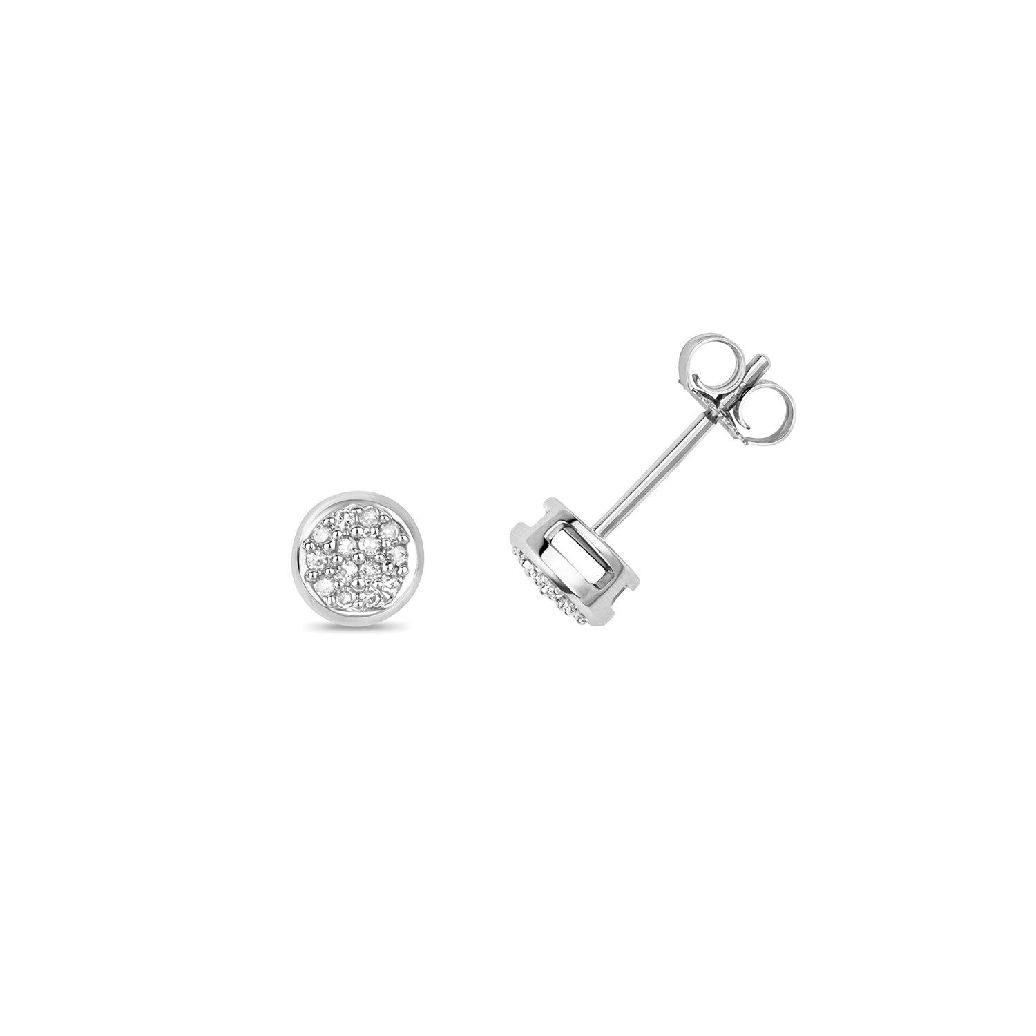 18K Gold and Diamond Cluster Illusion Stud Earring