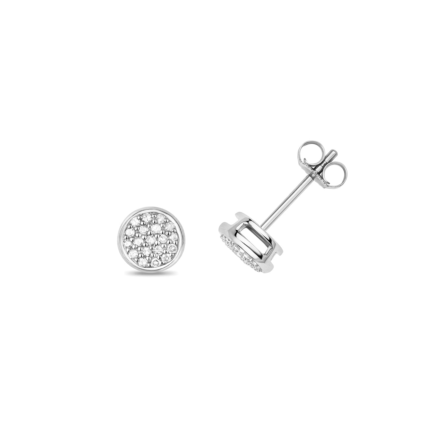 18K Gold and Diamond Cluster Illusion Stud Earring