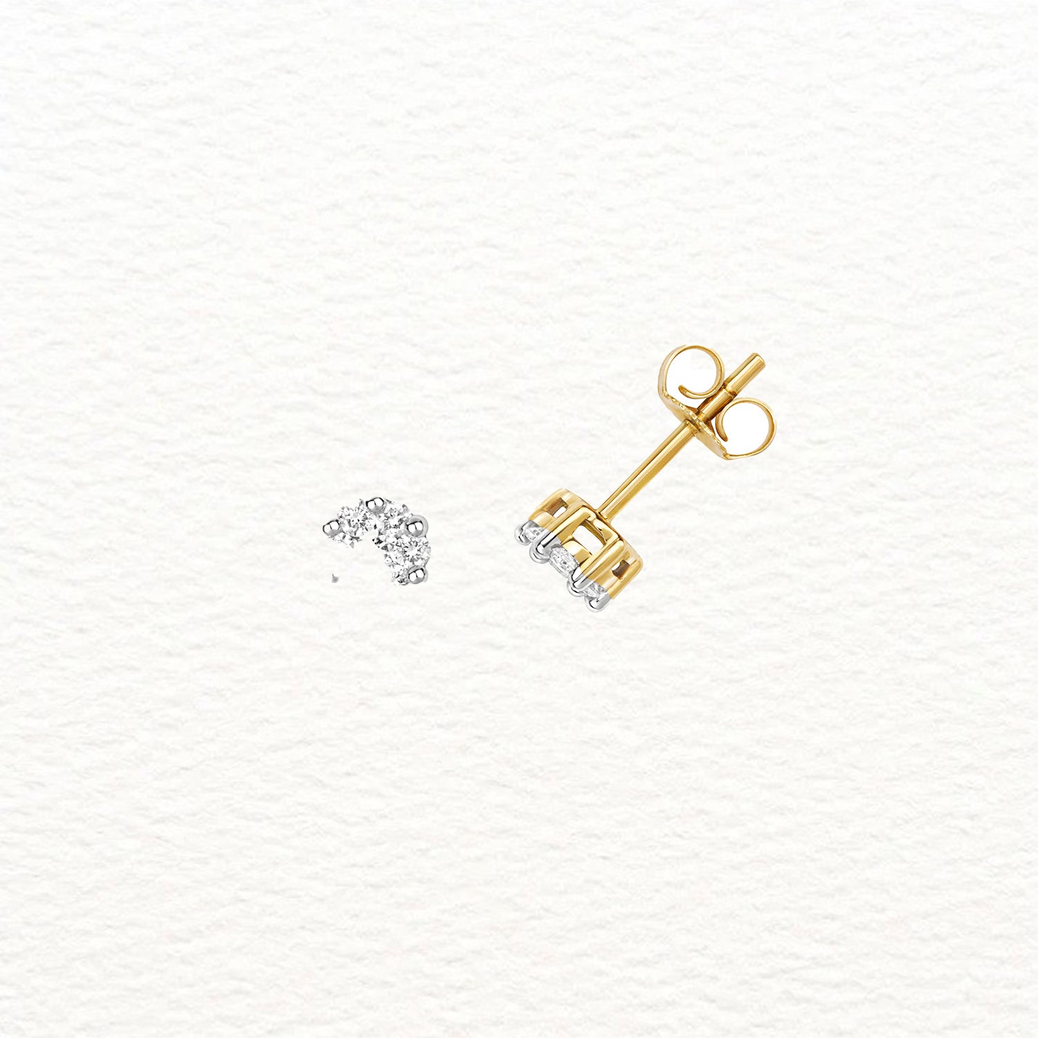 18K Gold and Diamond Moon Cluster Stud Earring