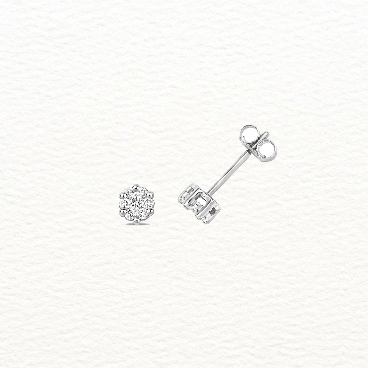 18K Gold and Diamond Illusion Stud Earring