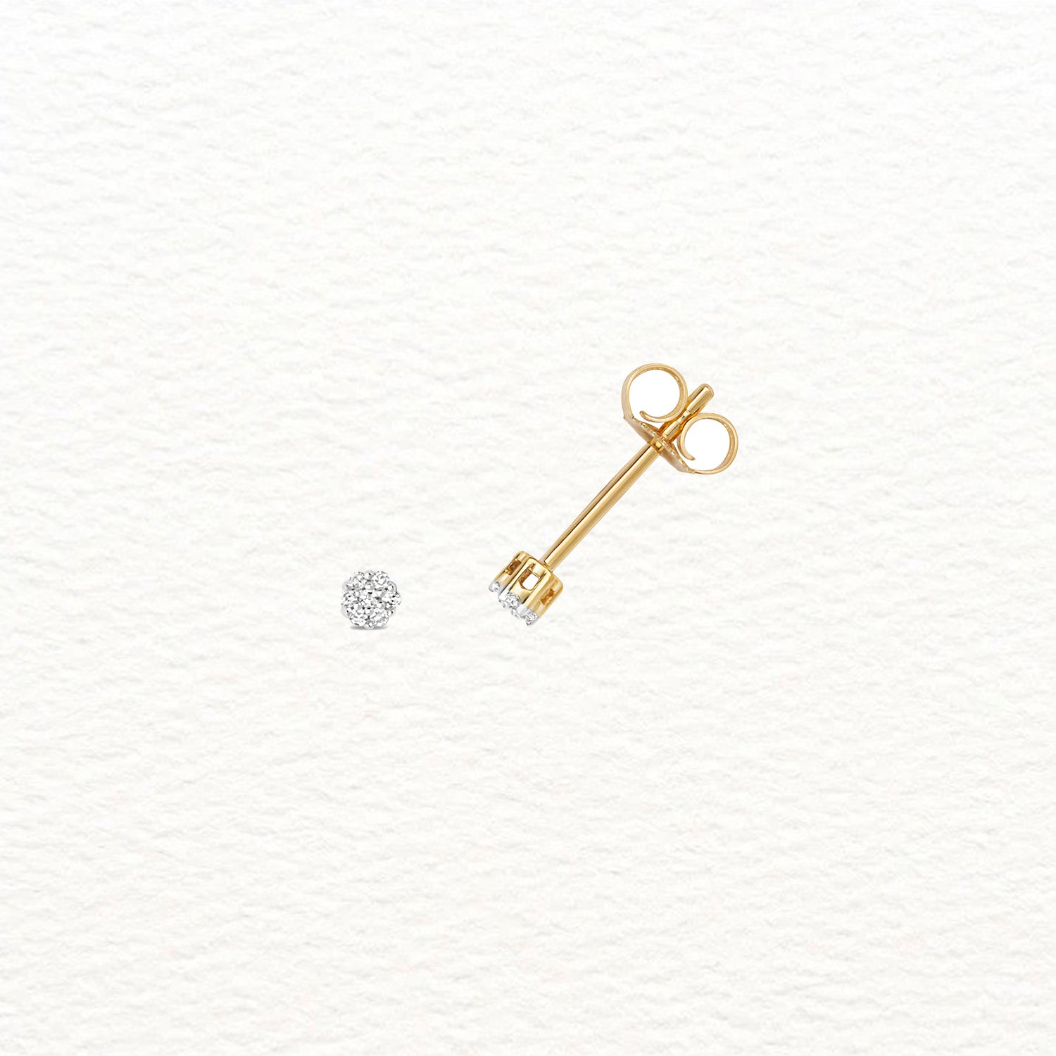 18K Gold and Diamond Illusion Stud Earring