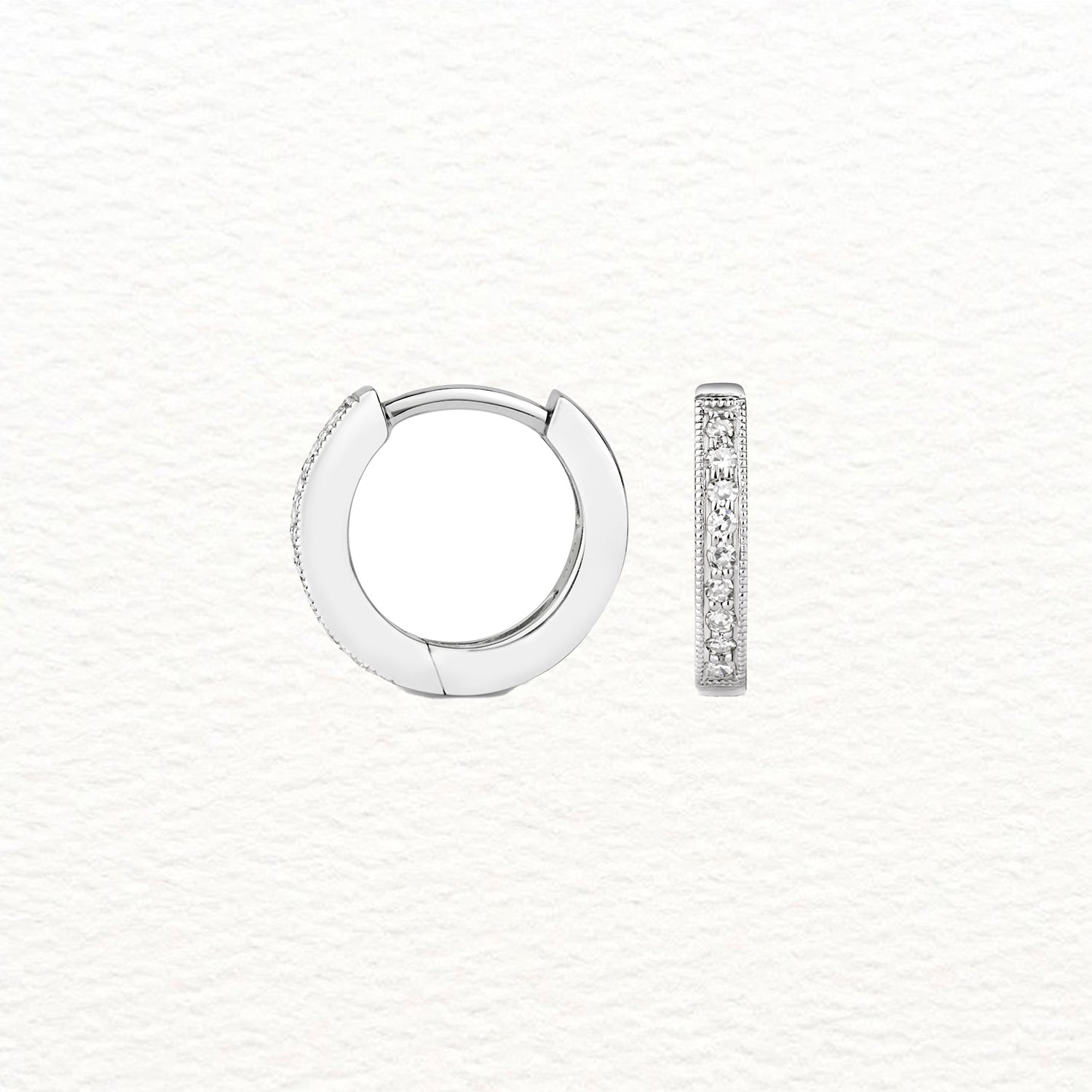 18K Gold and Single-Cut Diamond Hoop Earring