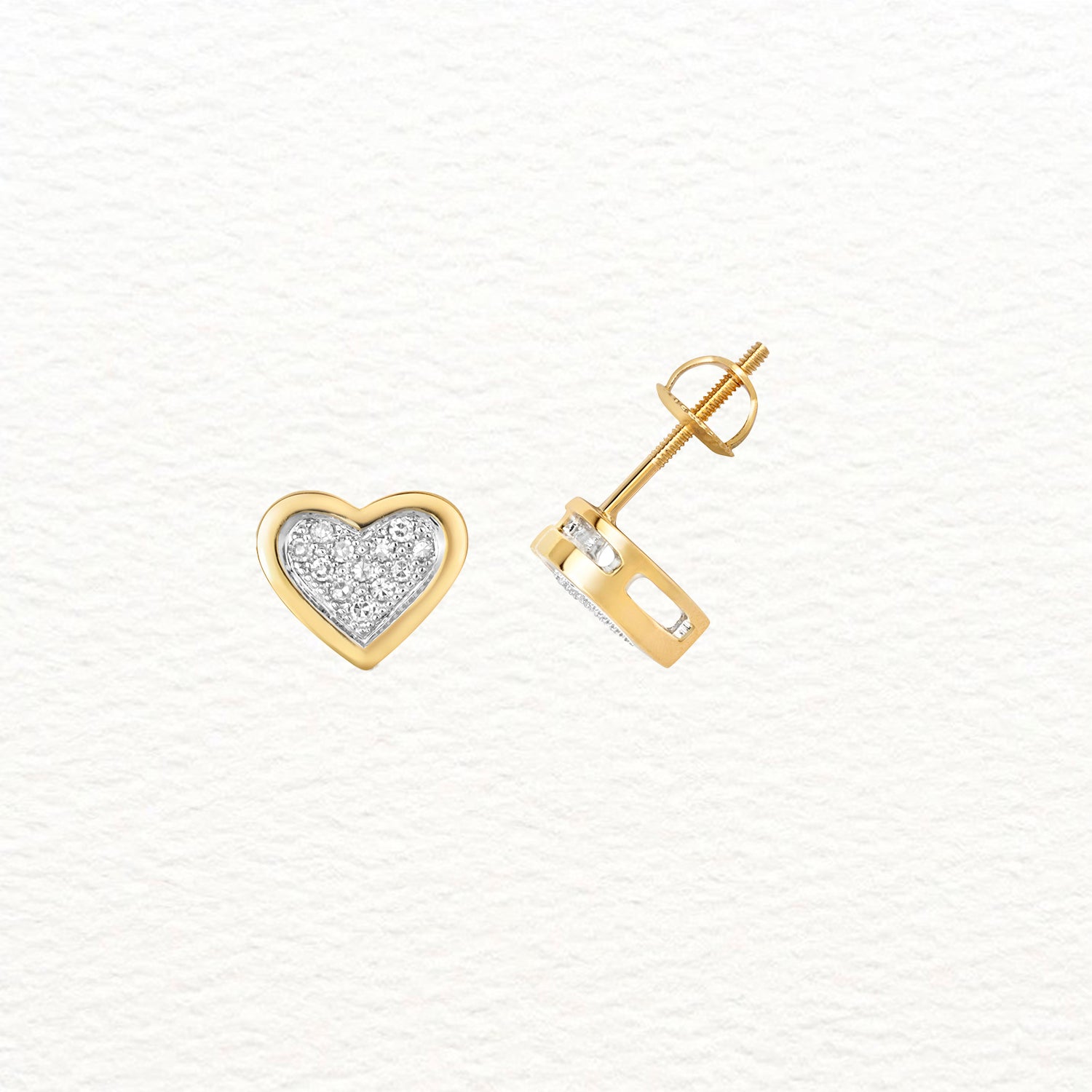 18K Gold and Diamond Heart Border Stud Earring