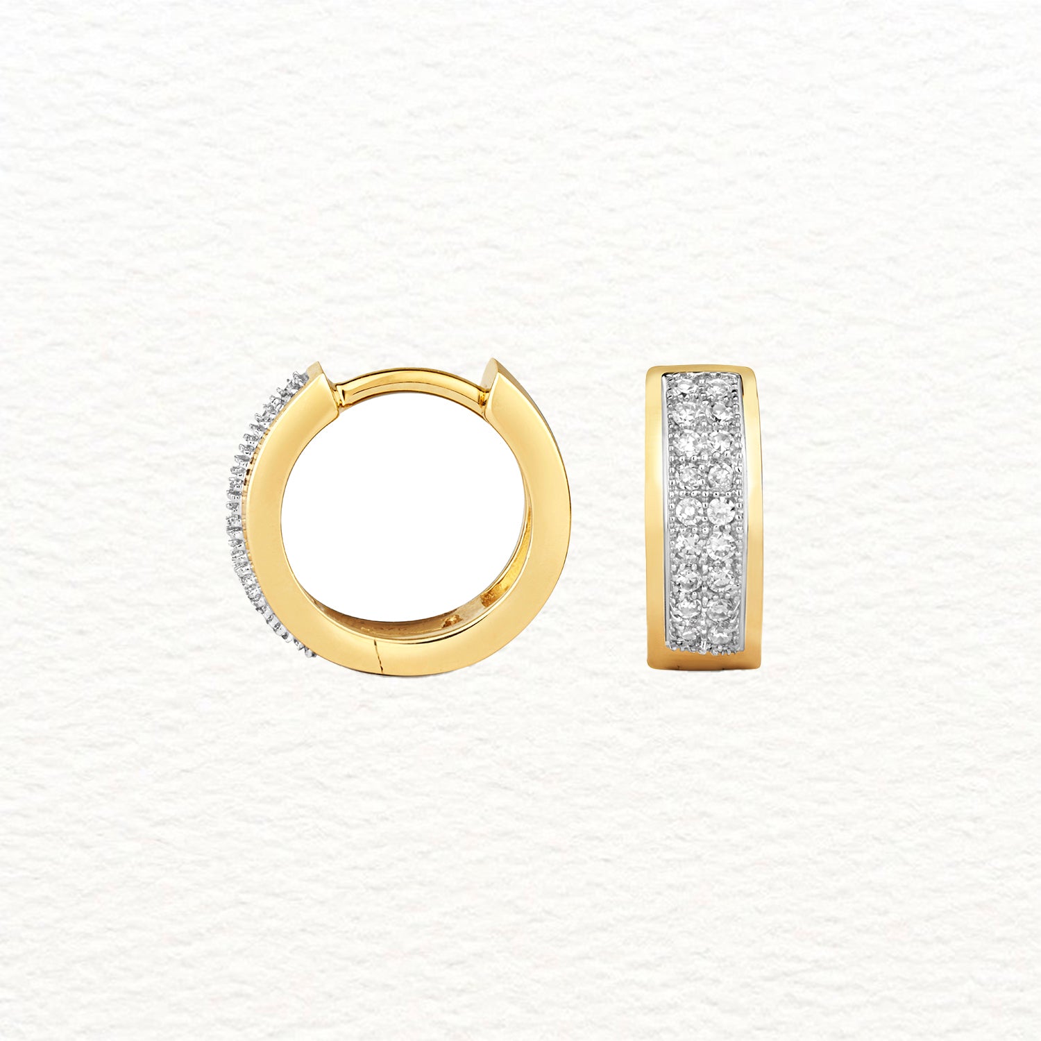 18K Gold and Diamond Double Row Huggie Earring