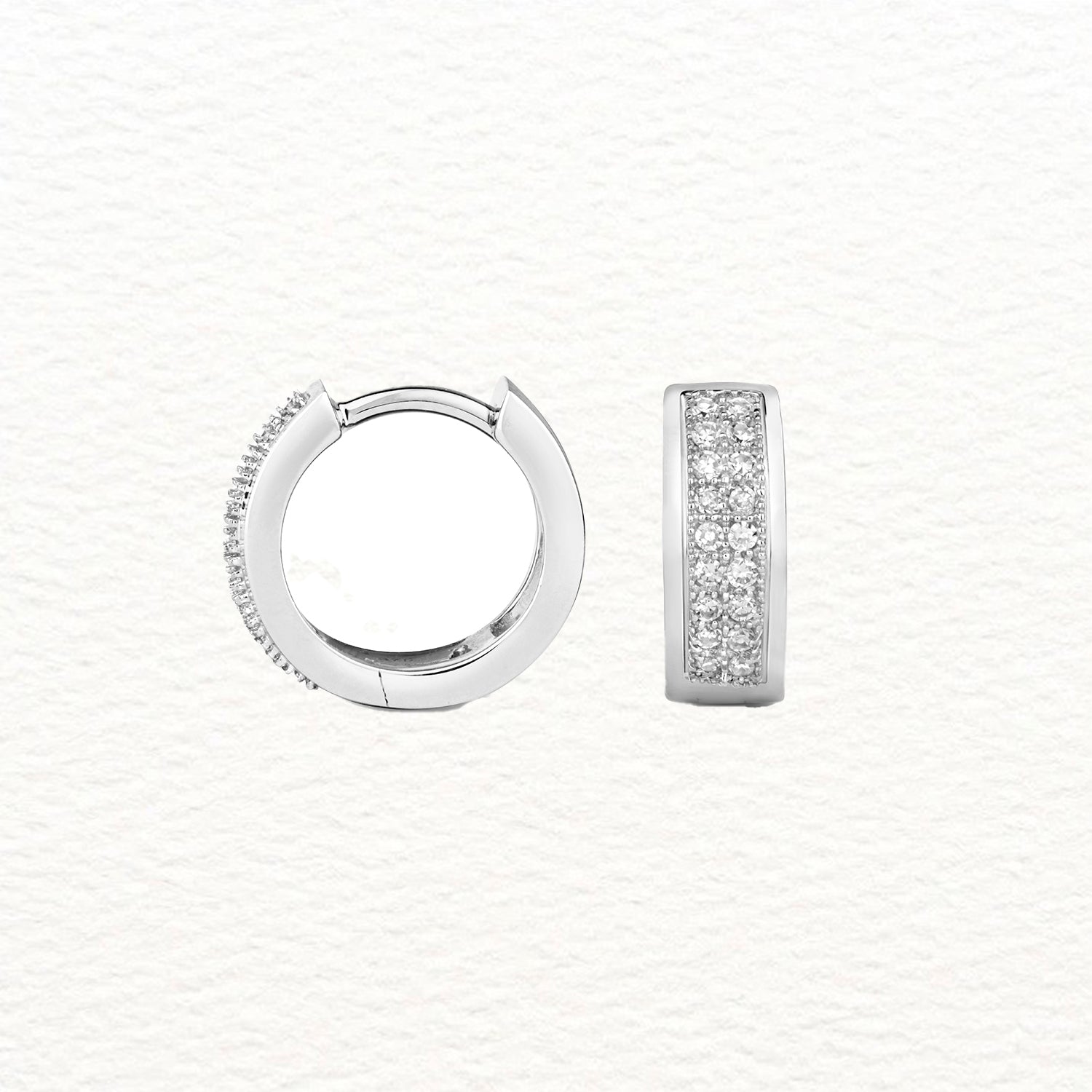 18K Gold and Diamond Double Row Huggie Earring