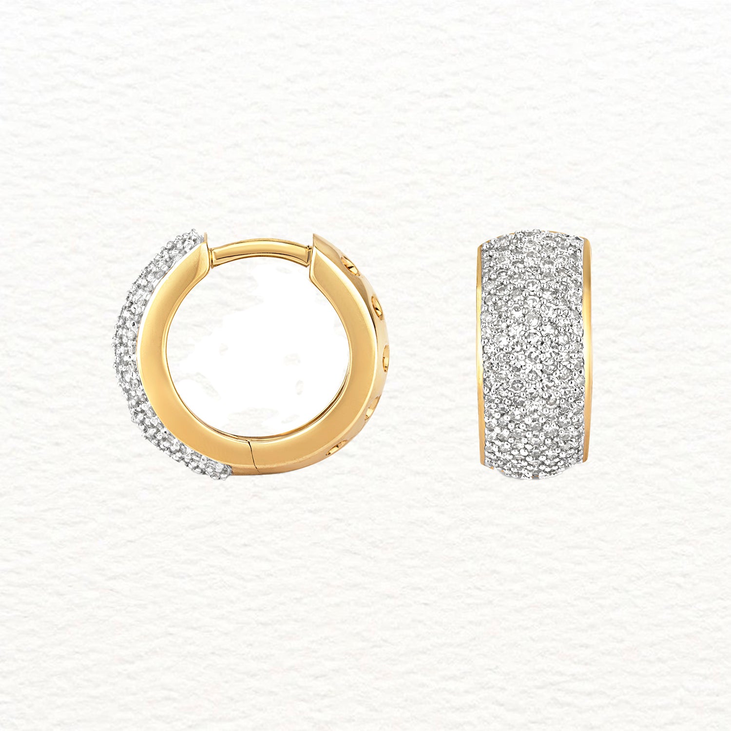 18K Gold and Diamond Pavé Huggie Earring