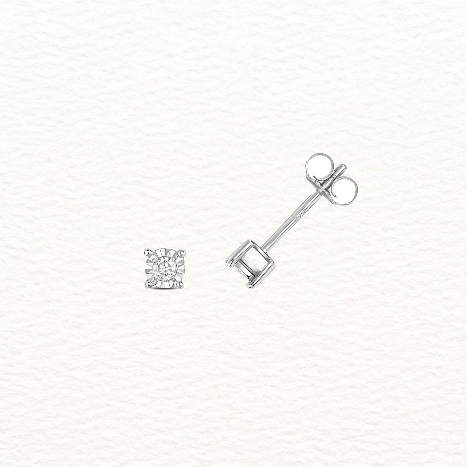 18K Gold and Diamond Metal Illusion Stud Earring