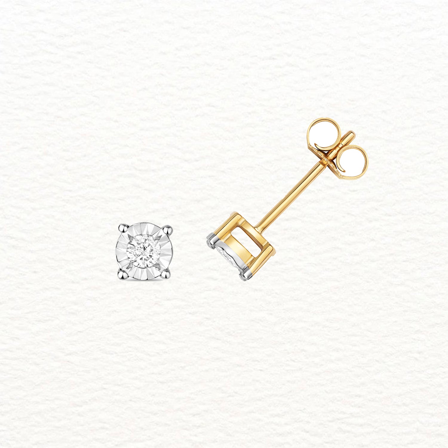 18K Gold and Diamond Metal Illusion Stud Earring