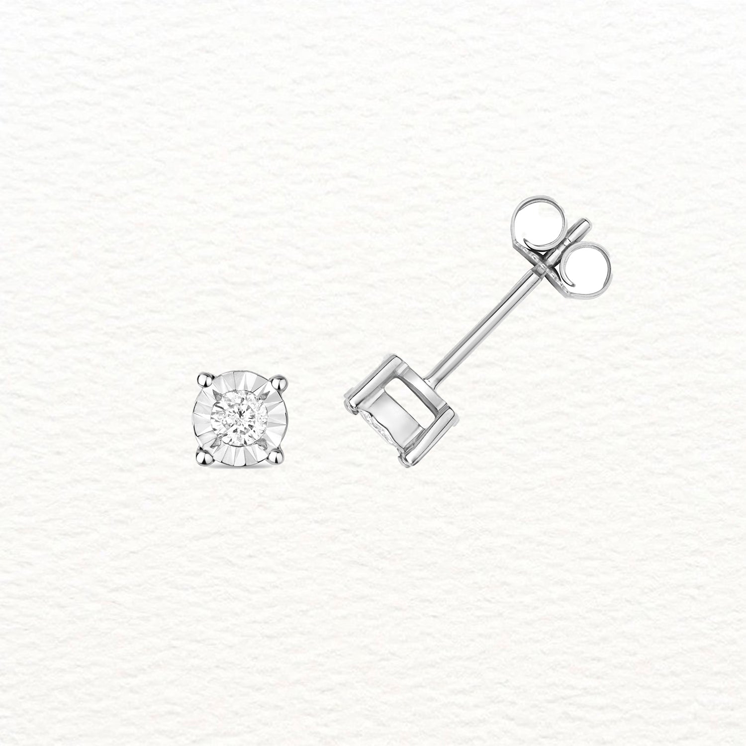 18K Gold and Diamond Metal Illusion Stud Earring
