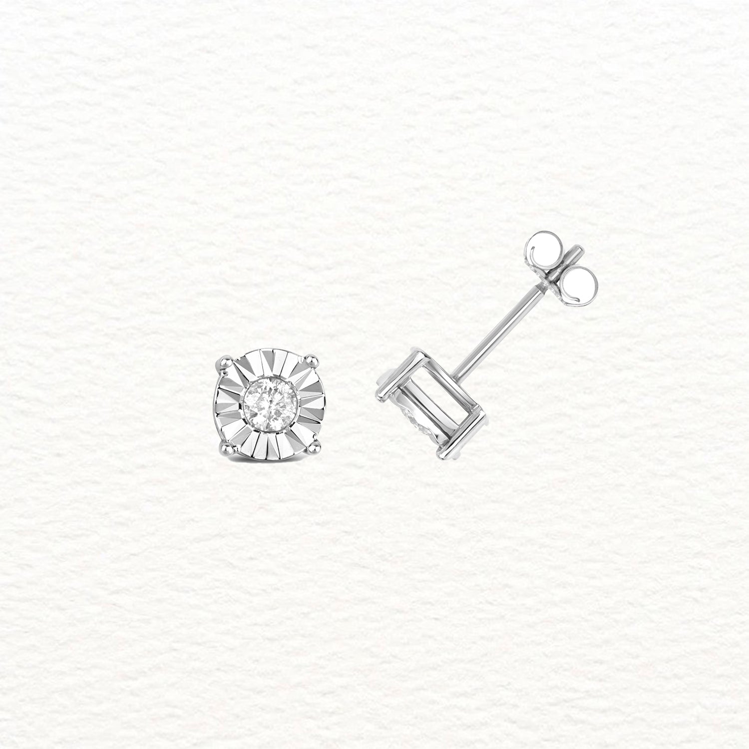 18K Gold and Diamond Metal Illusion Stud Earring