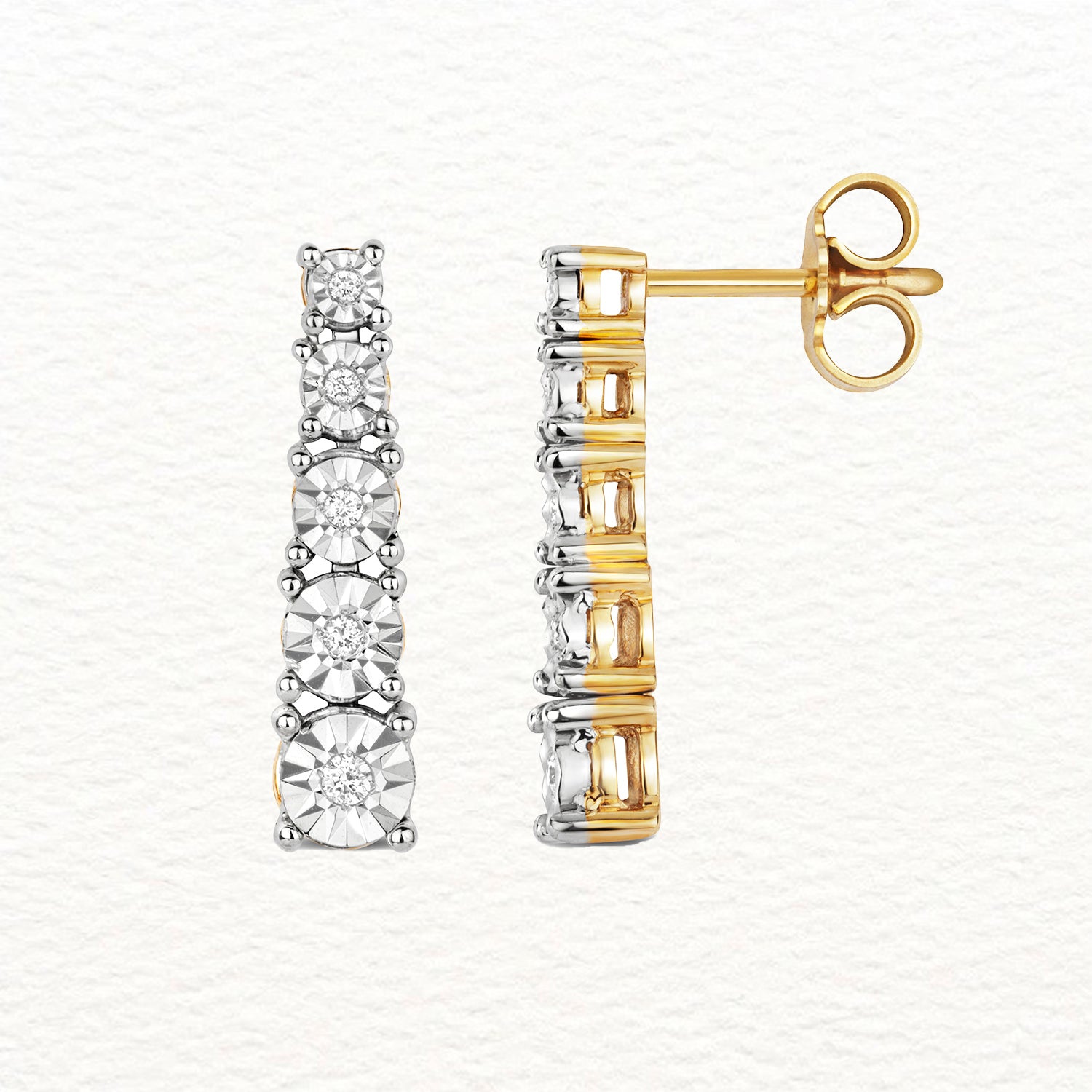 18K Gold and Diamond Illusion Drop Stud Earring
