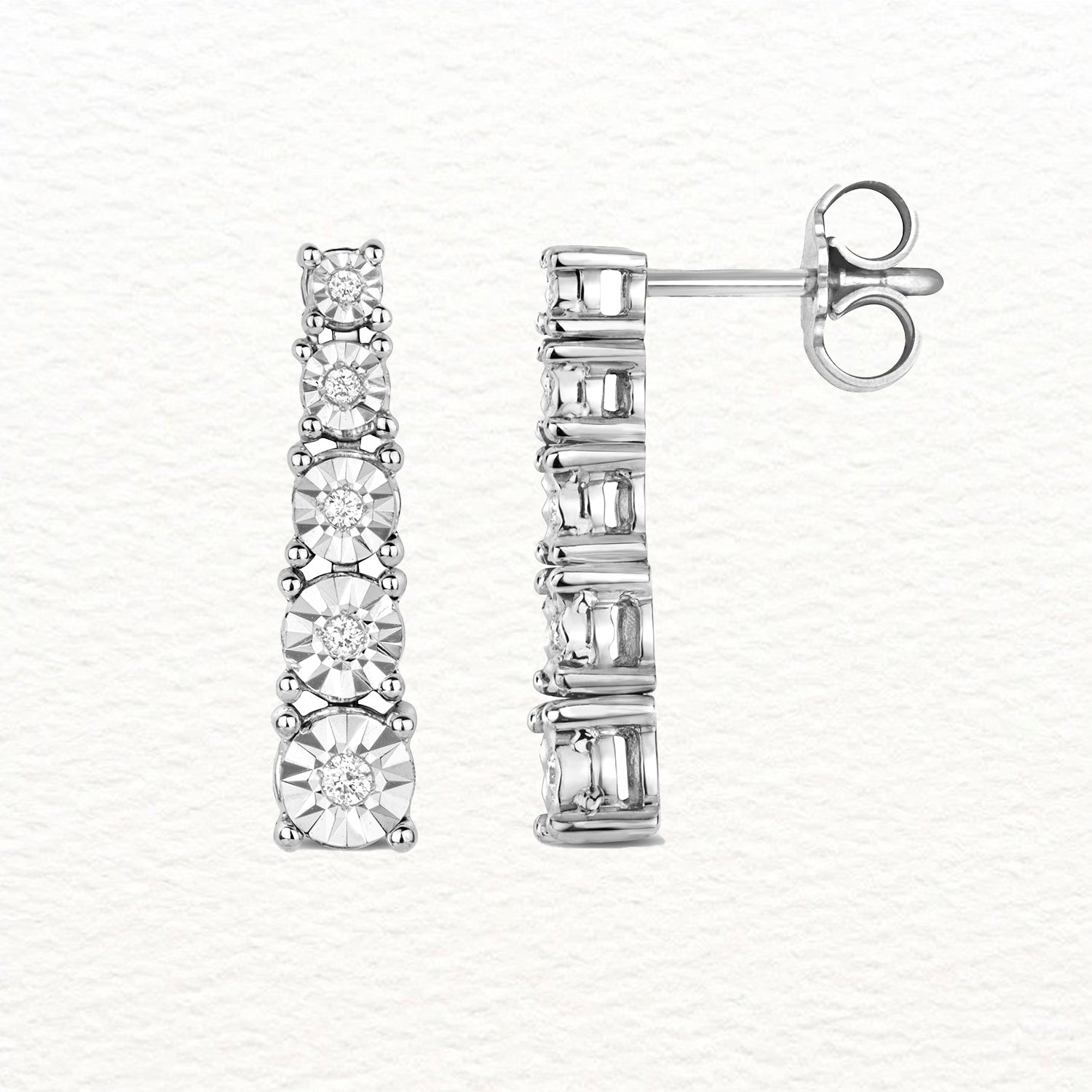18K Gold and Diamond Illusion Drop Stud Earring