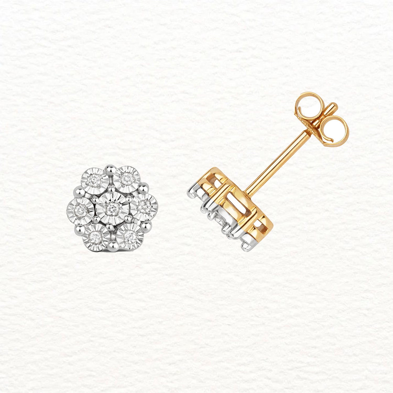 18K Gold and Diamond Illusion Plates Stud Earring