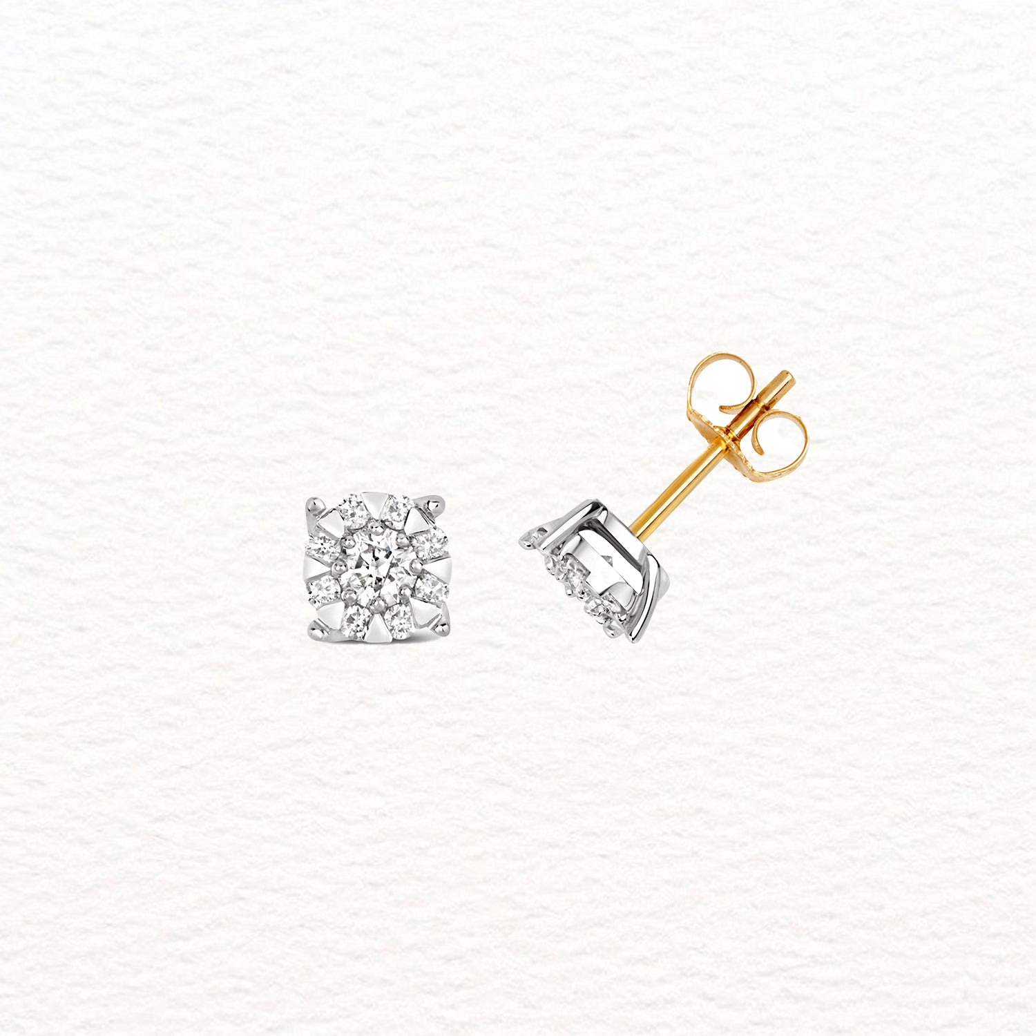 18K Gold and Diamond Brilliant Illusion Stud Earring