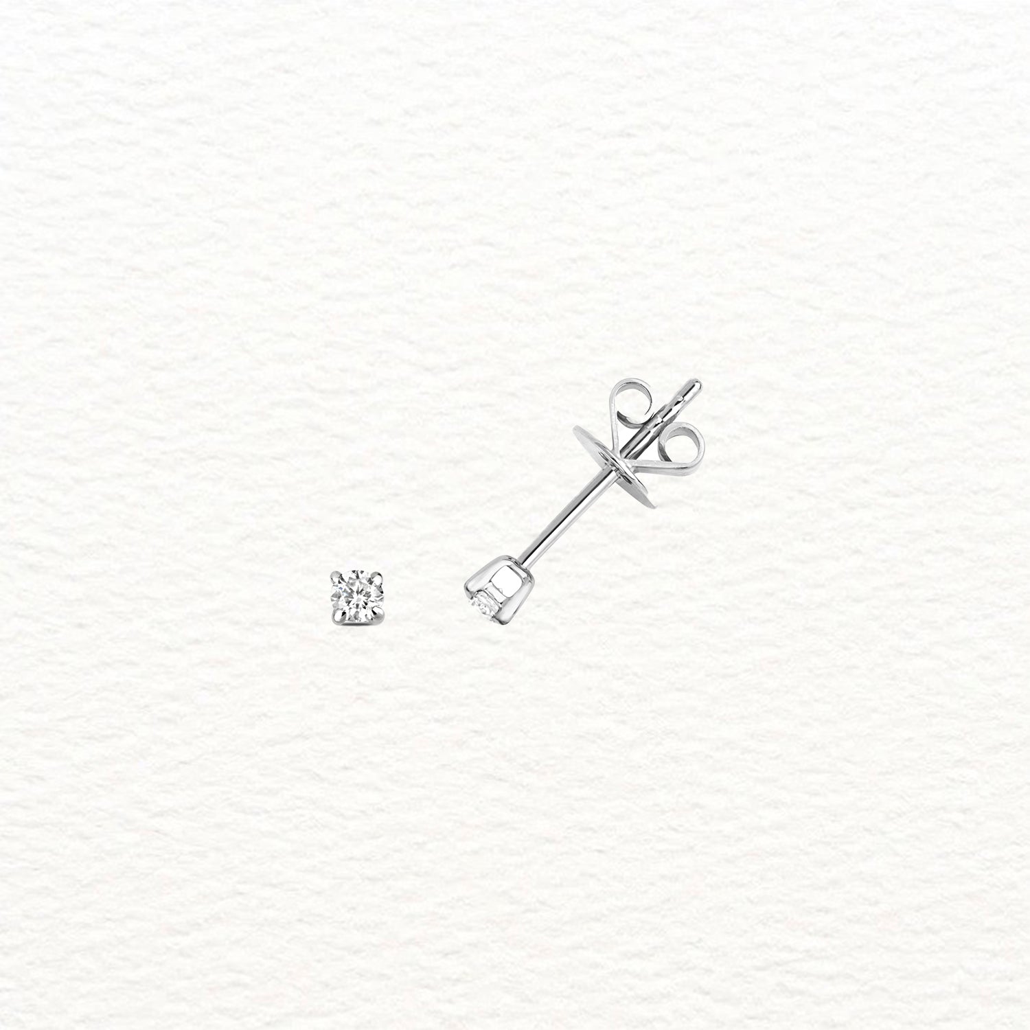18K Gold and Diamond Solitaire Stud Earring
