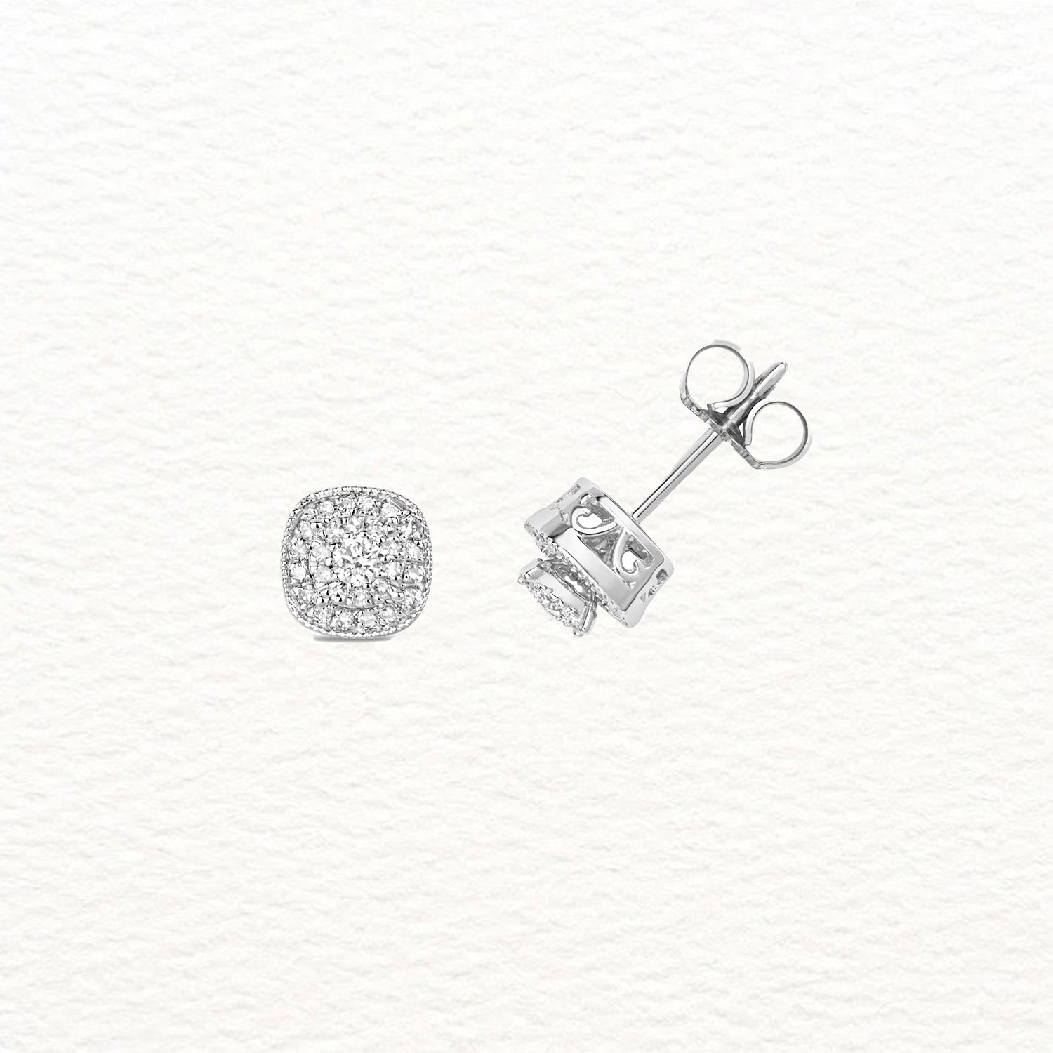 18K Gold and Diamond Concentric Stud Earring