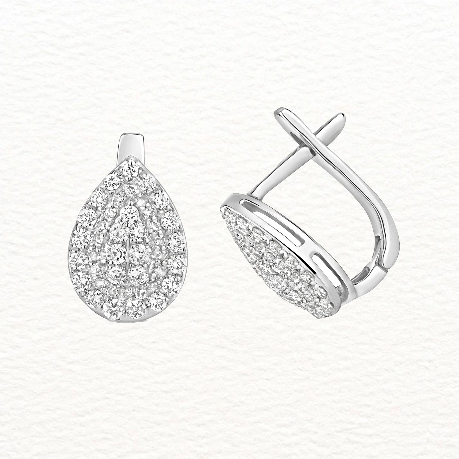 18K Gold and Diamond Concentric Pear Earring