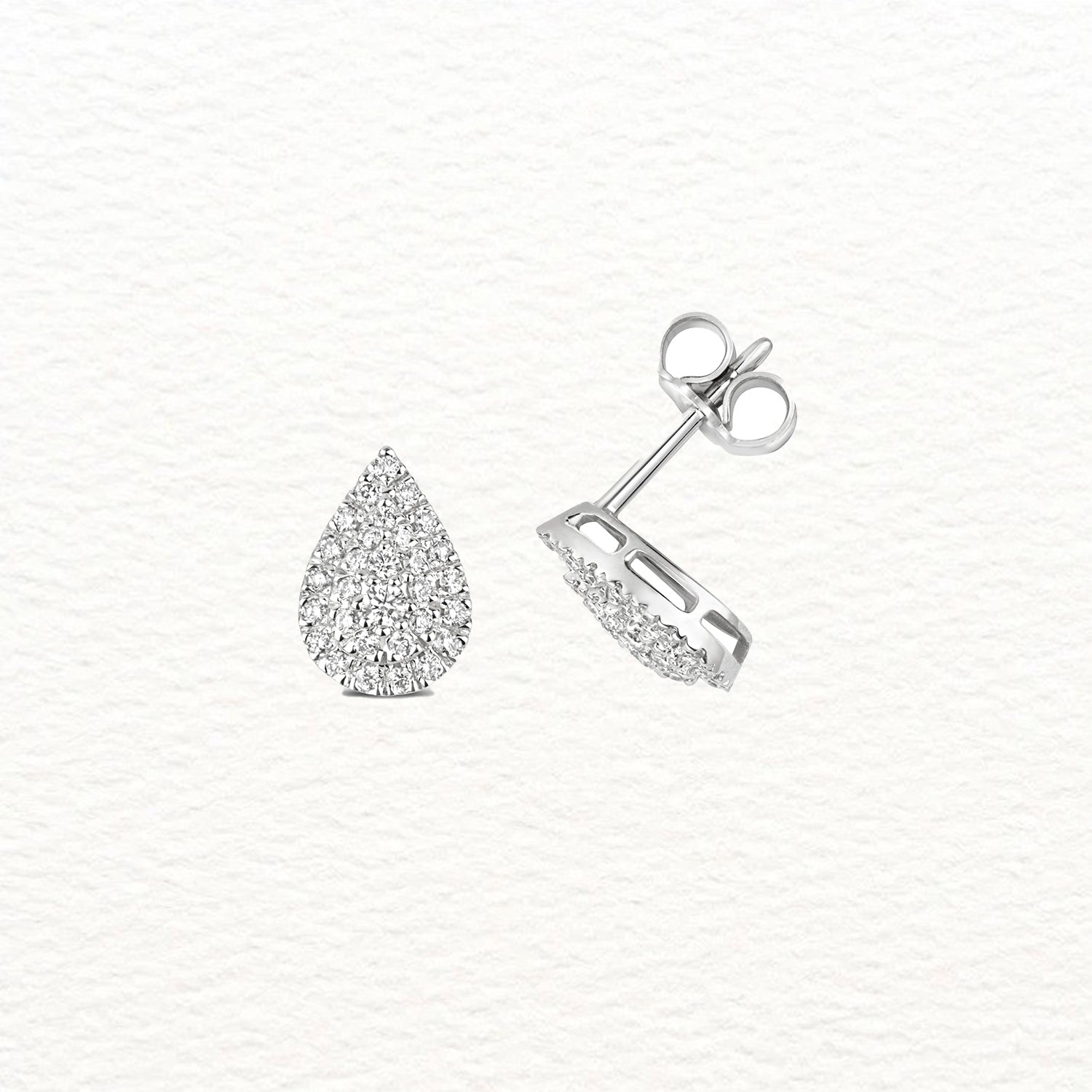 18K Gold and Diamond Pear Cluster Stud Earring