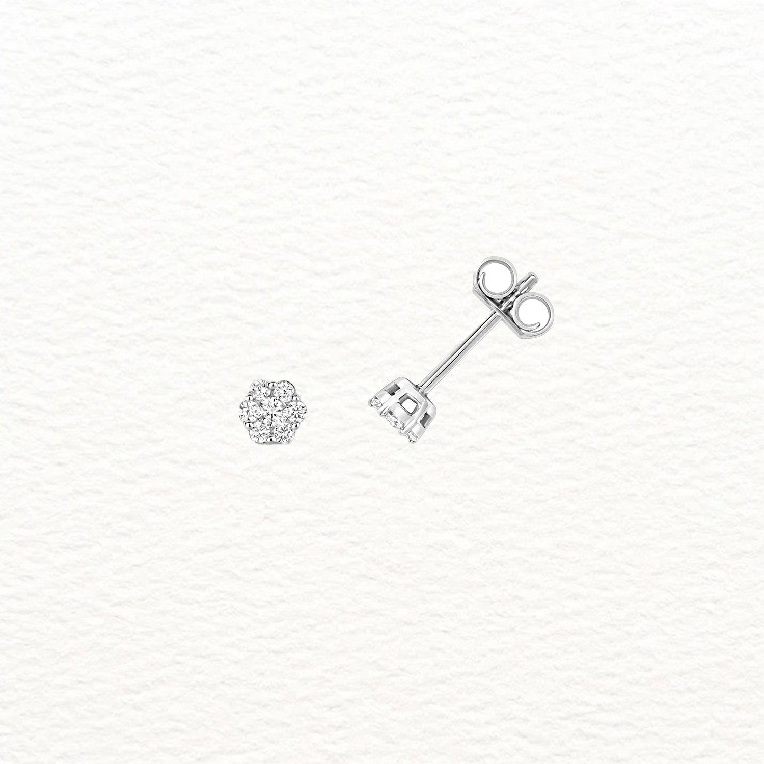 18K Gold and Diamond Cluster Stud Earring