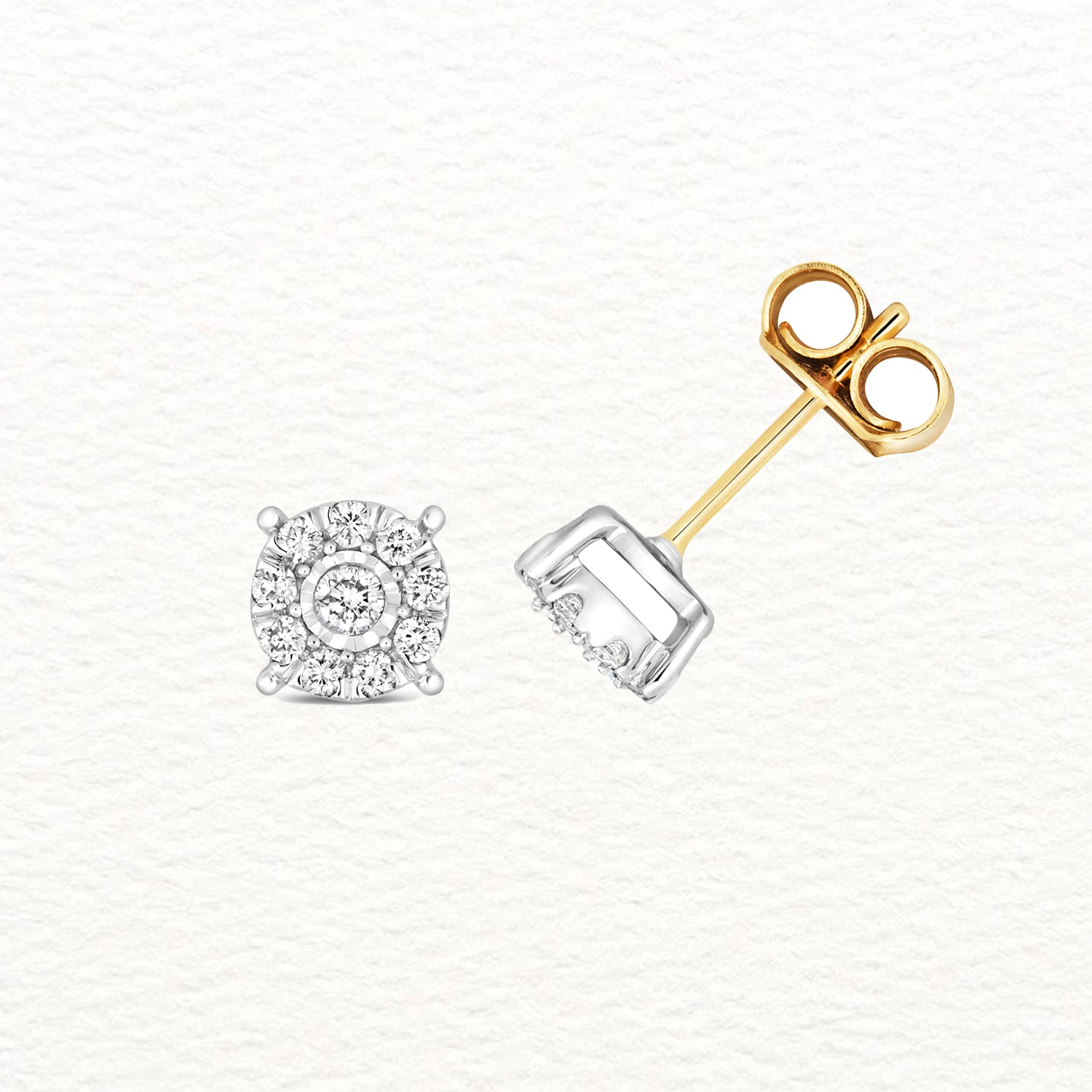 18K Gold and Diamond Brilliant Illusion Studs