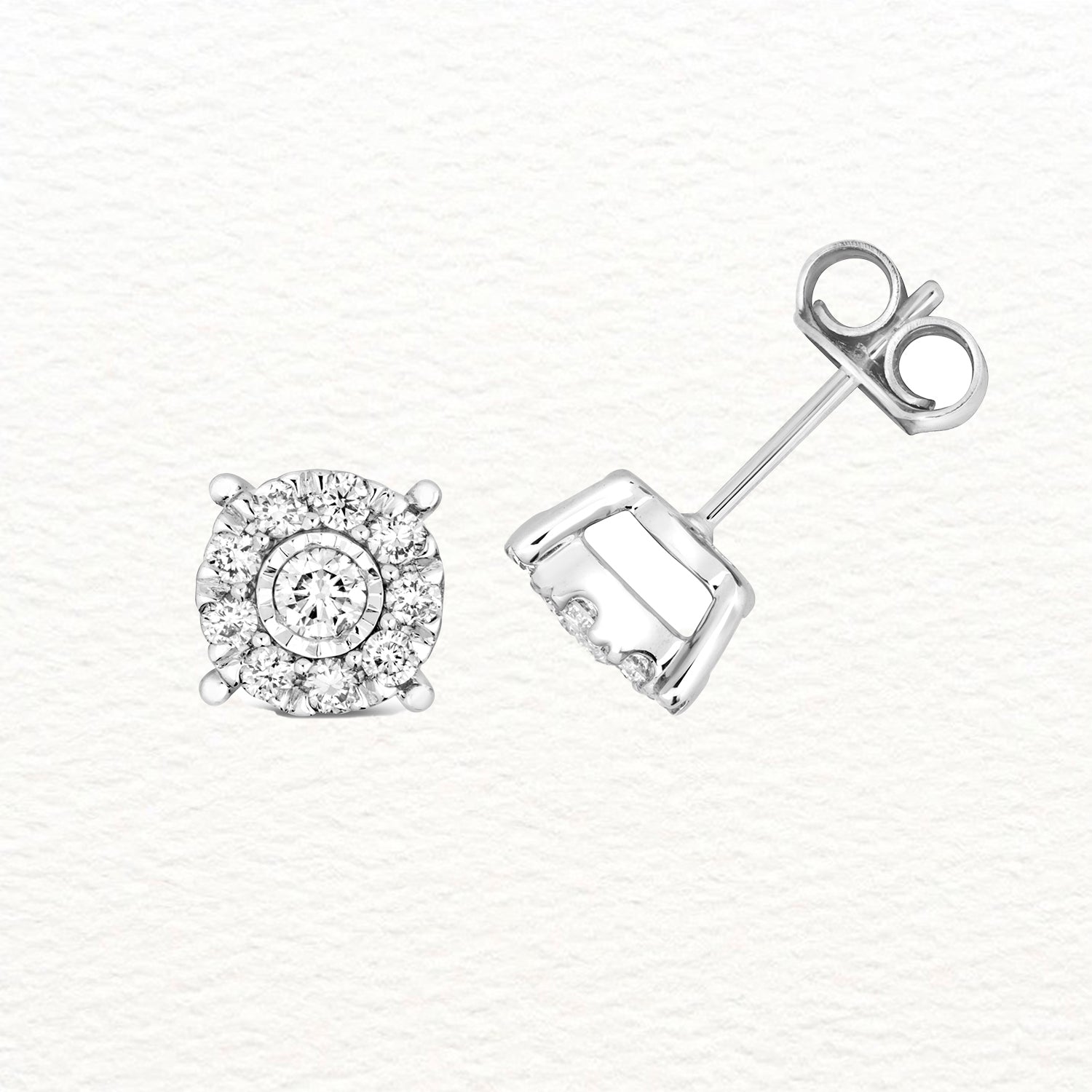 18K Gold and Diamond Brilliant Illusion Studs