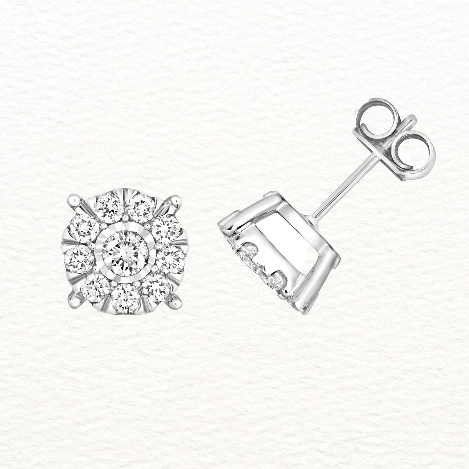 18K Gold and Diamond Brilliant Illusion Studs