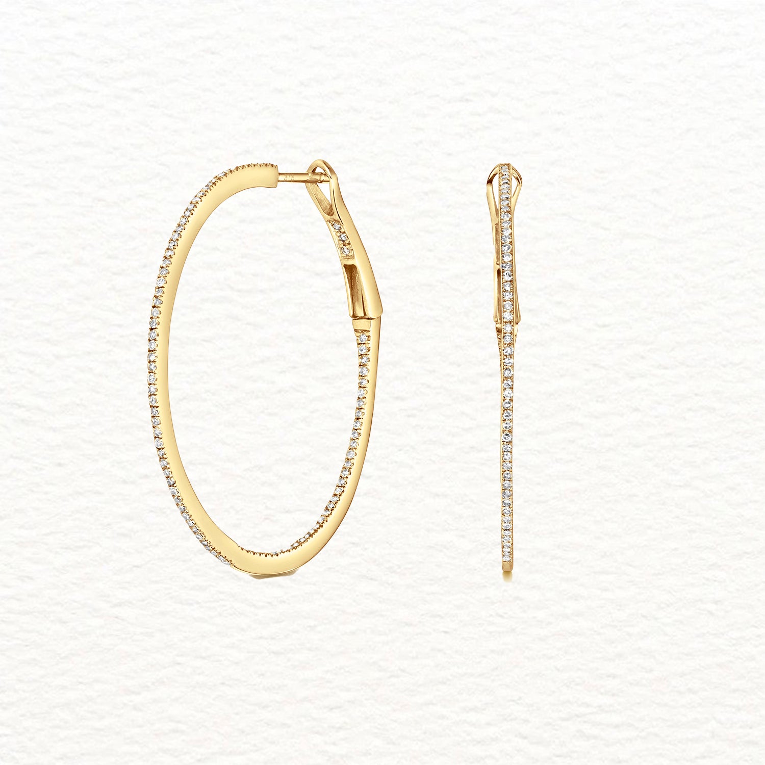 18K Gold and Diamond Eternity Hoop Earring