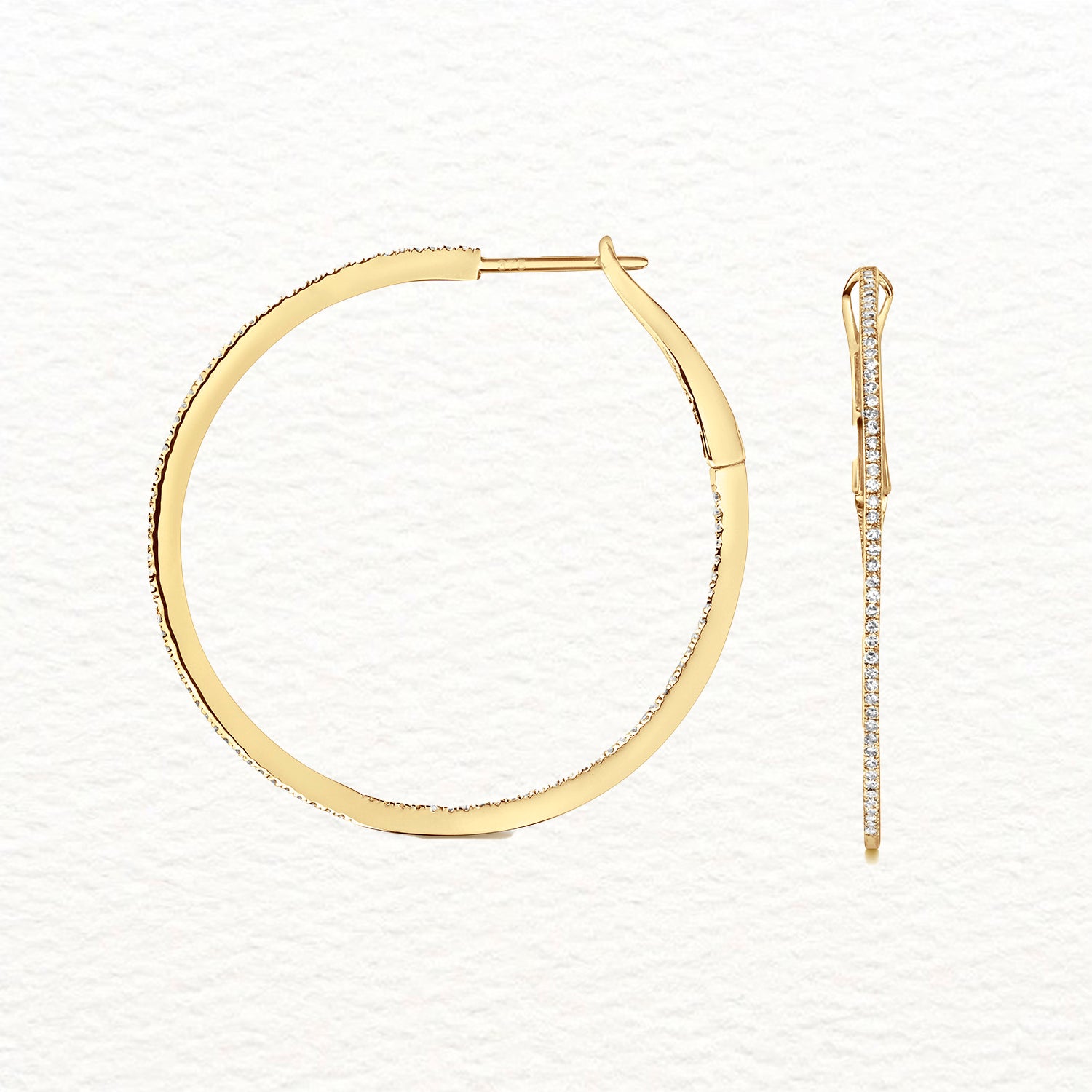 18K Gold and Diamond Eternity Hoop Earring