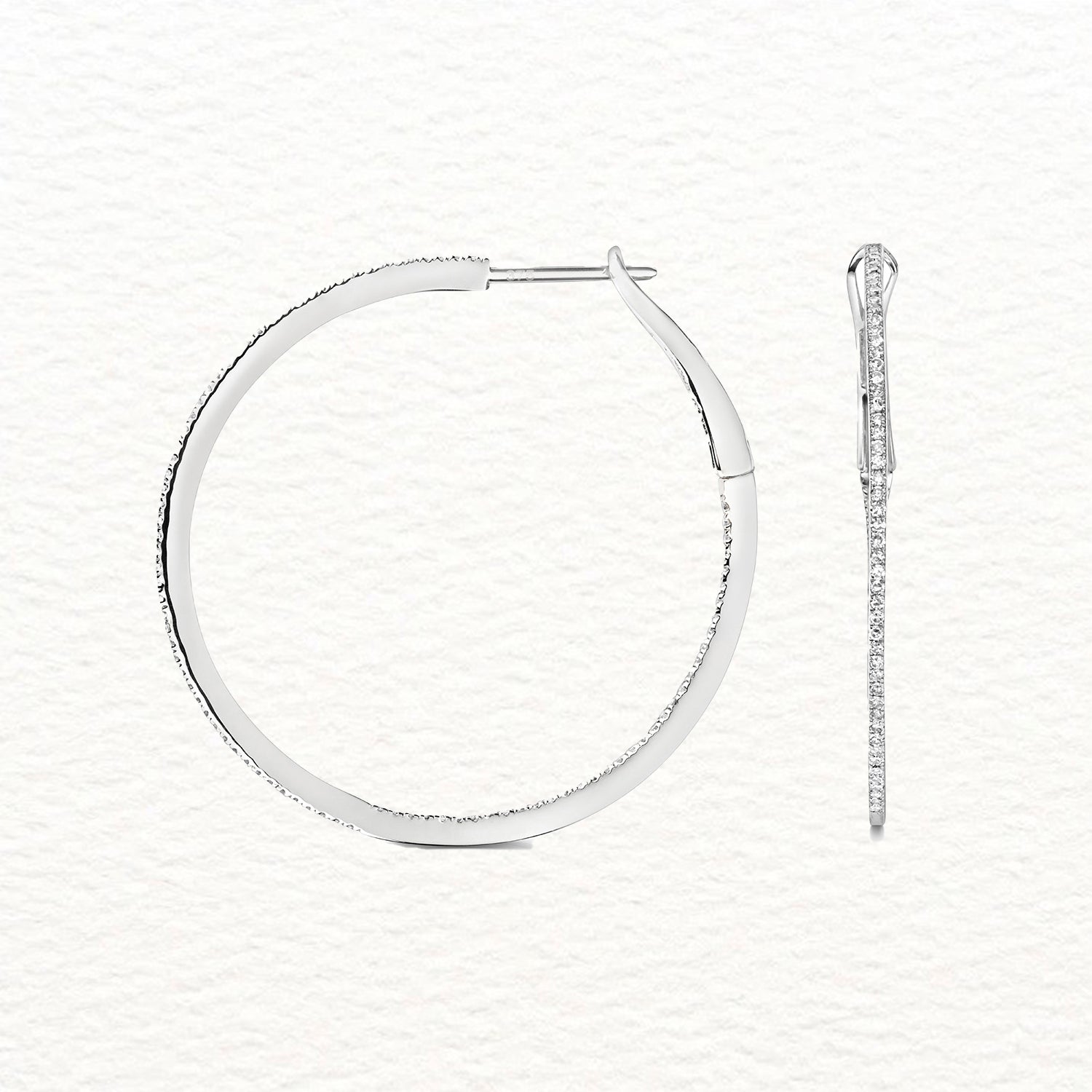 18K Gold and Diamond Eternity Hoop Earring