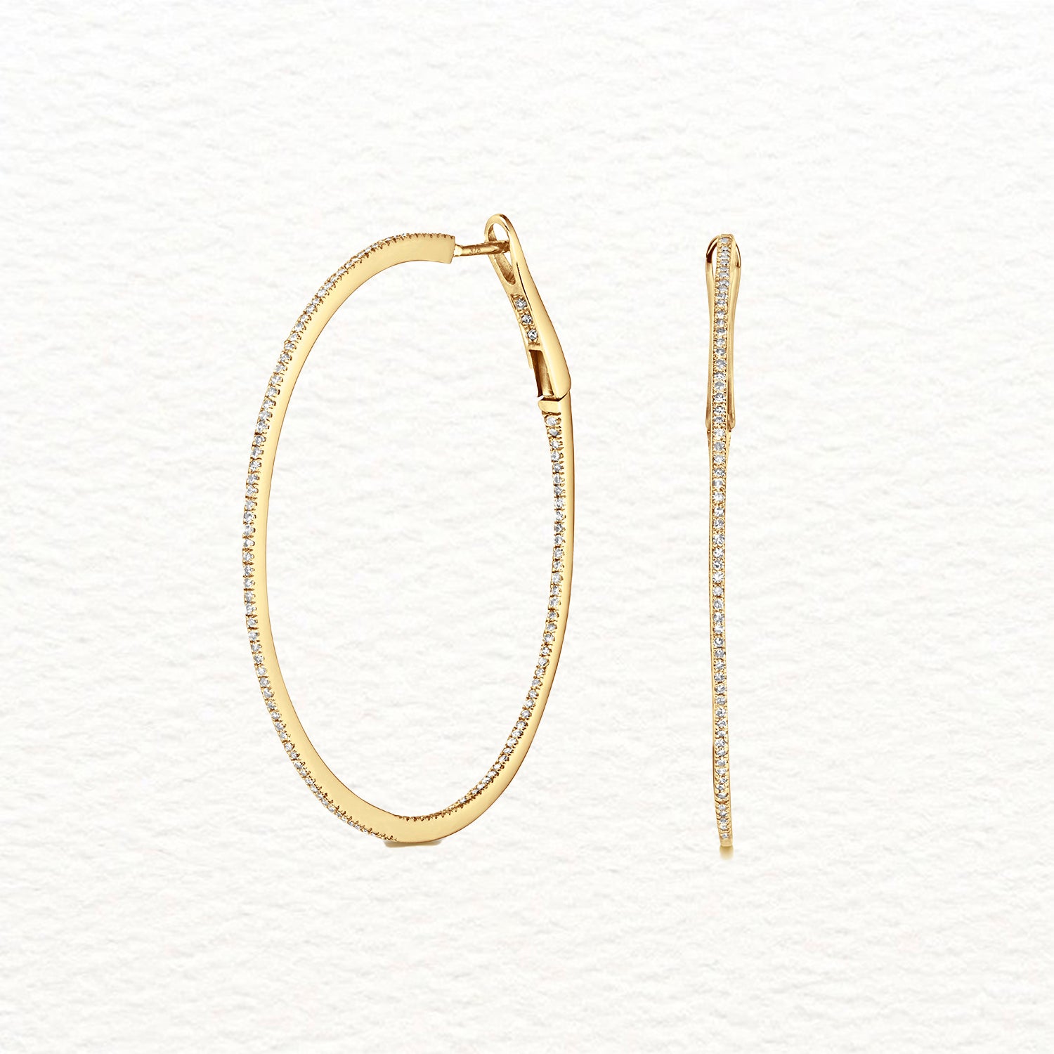 18K Gold and Diamond Eternity Hoop Earring