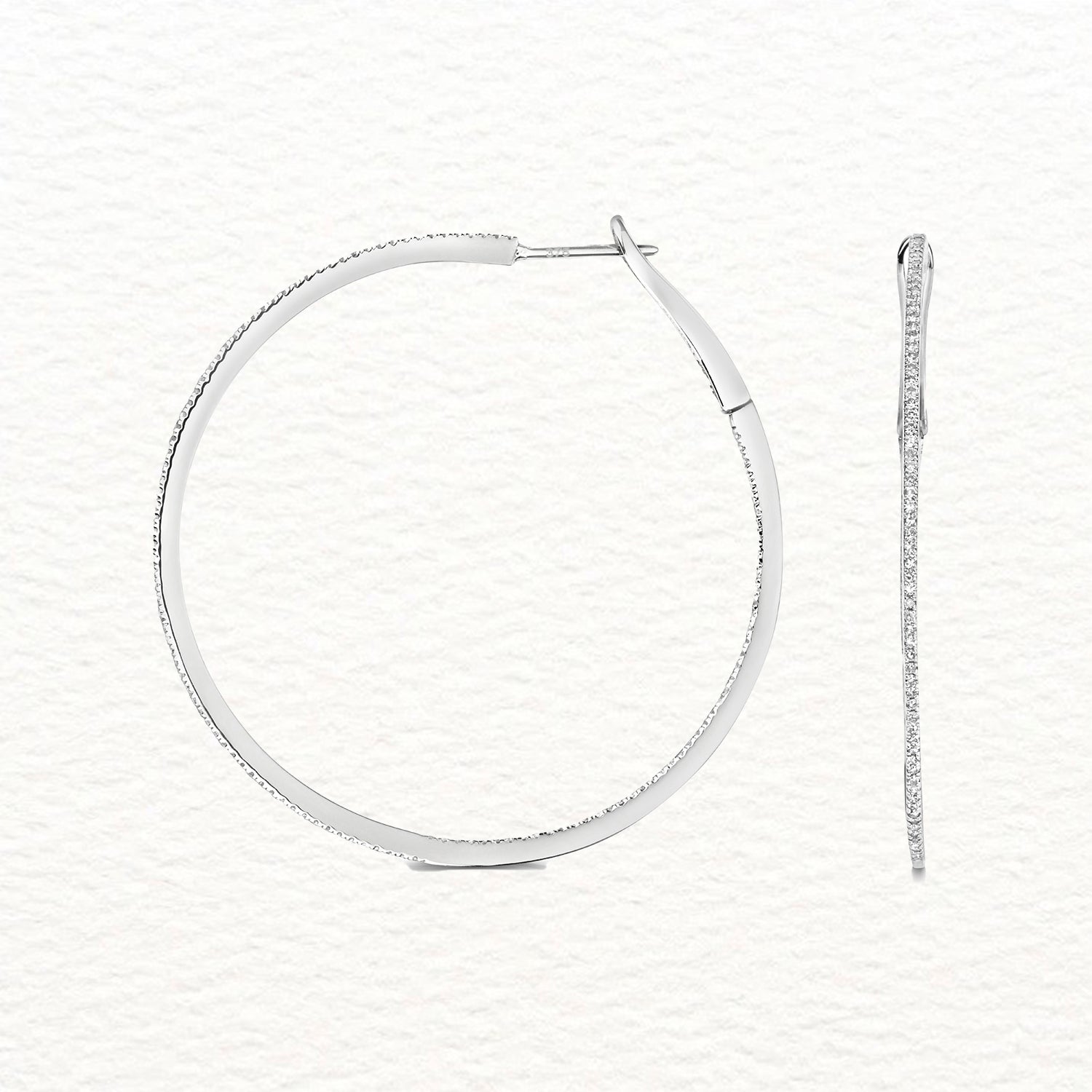 18K Gold and Diamond Eternity Hoop Earring