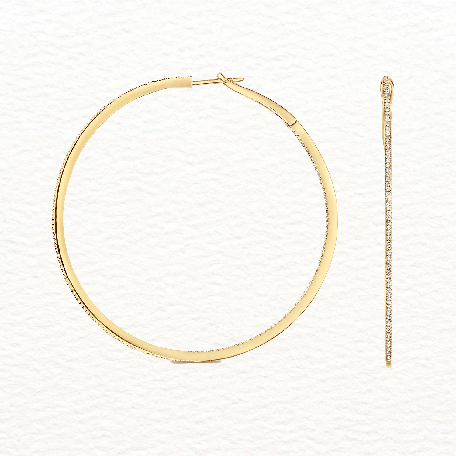 18K Gold and Diamond Eternity Hoop Earring