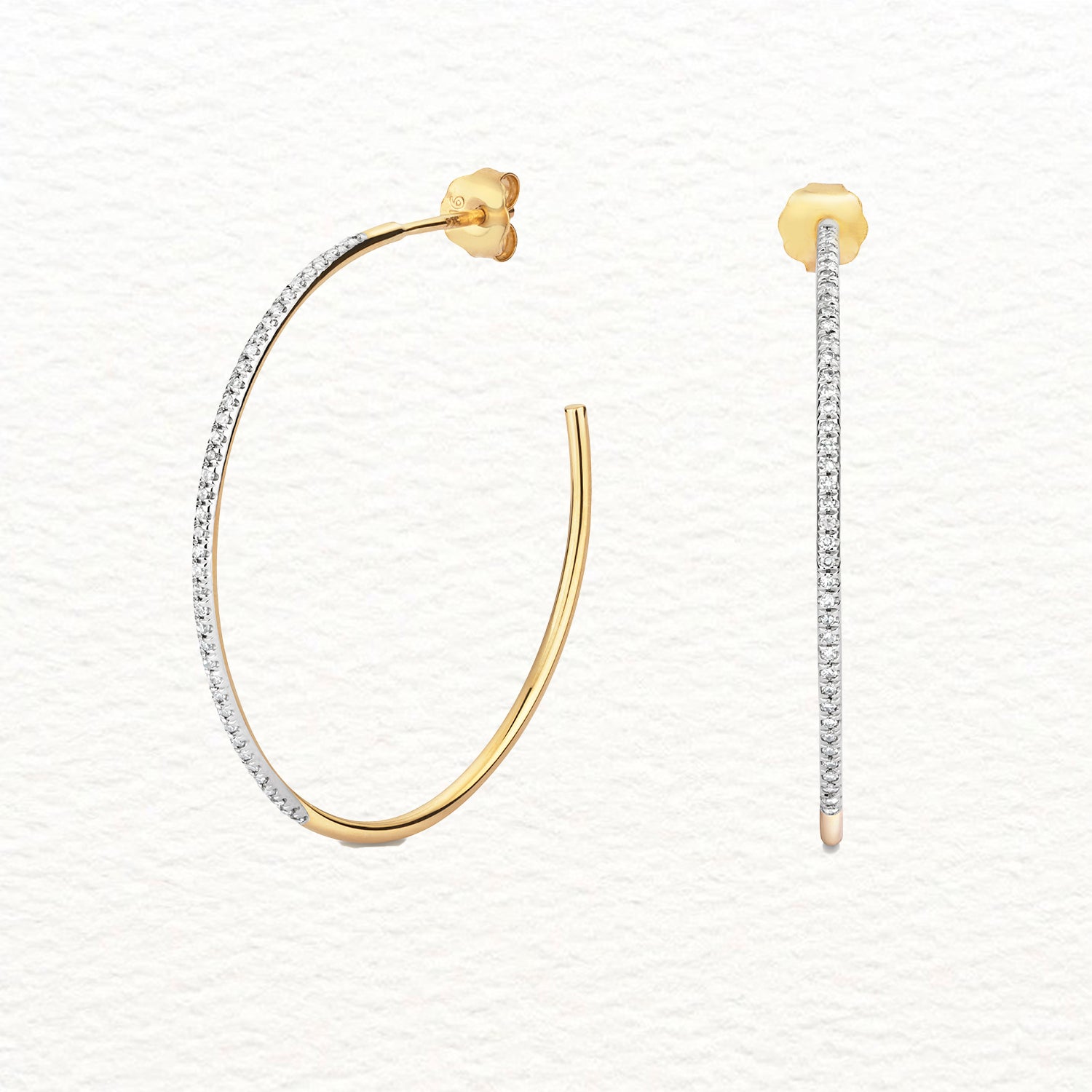 18K Gold and Diamond Hoop Earring
